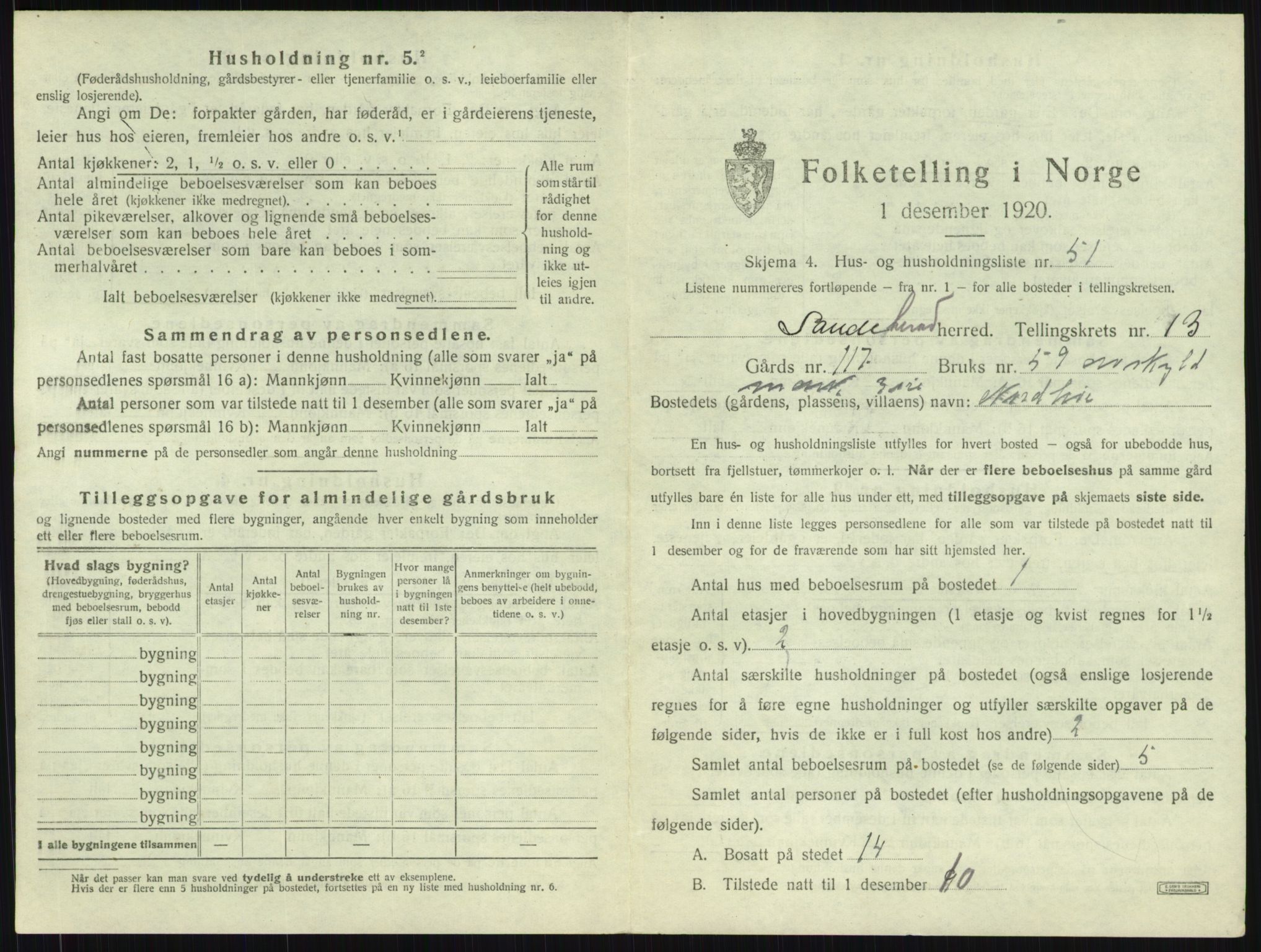 SAKO, Folketelling 1920 for 0724 Sandeherred herred, 1920, s. 2837