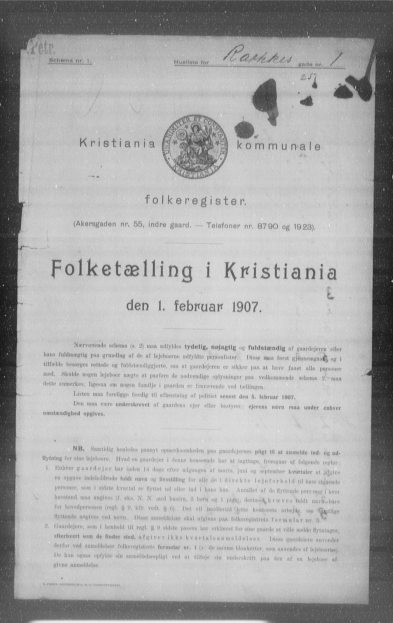 OBA, Kommunal folketelling 1.2.1907 for Kristiania kjøpstad, 1907, s. 41793