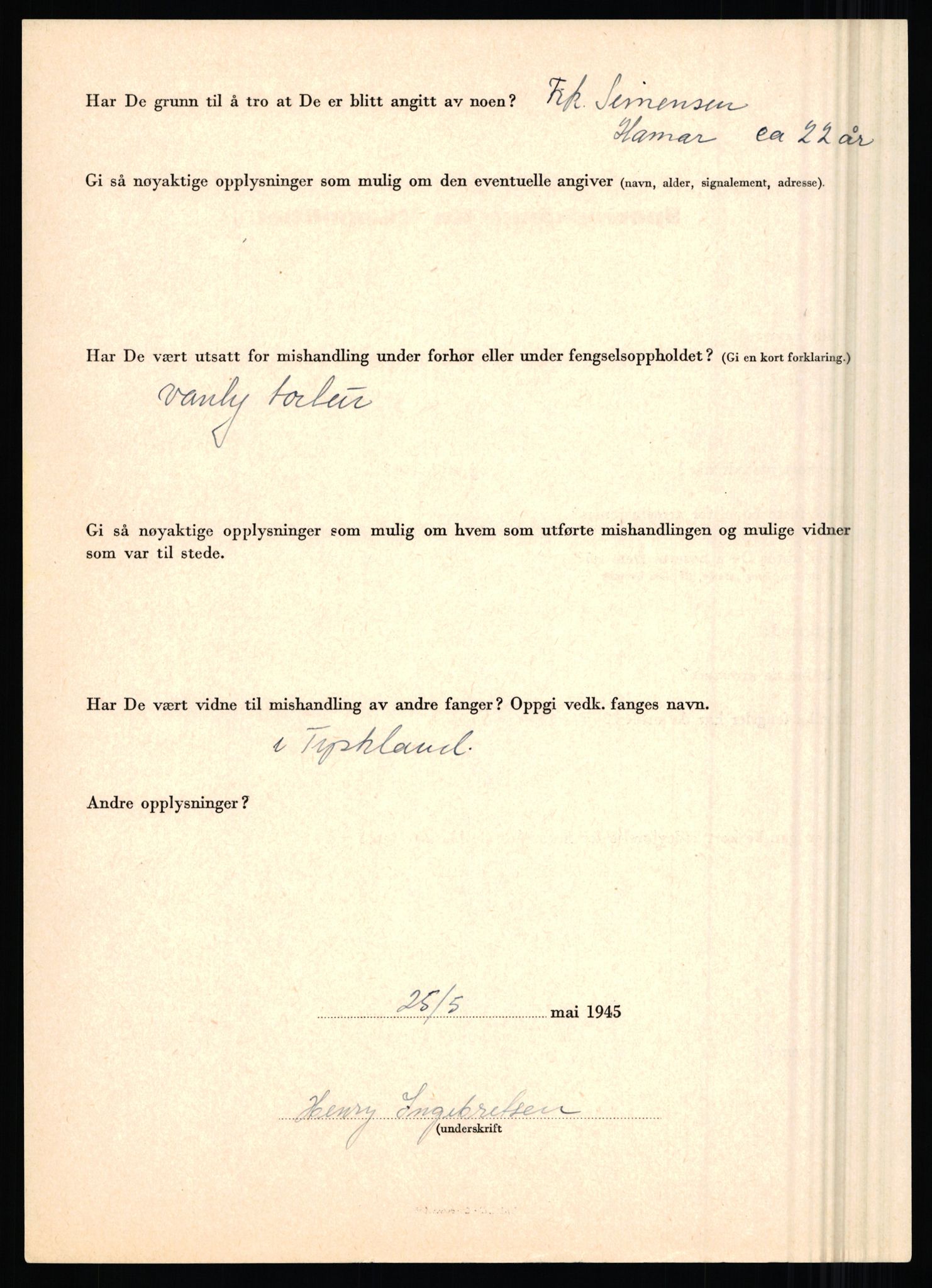 Rikspolitisjefen, AV/RA-S-1560/L/L0007: Heen, Erik C. - Iversen, Trygve, 1940-1945, s. 1116