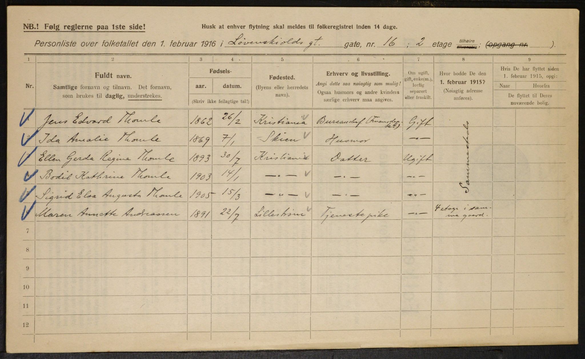 OBA, Kommunal folketelling 1.2.1916 for Kristiania, 1916, s. 60374