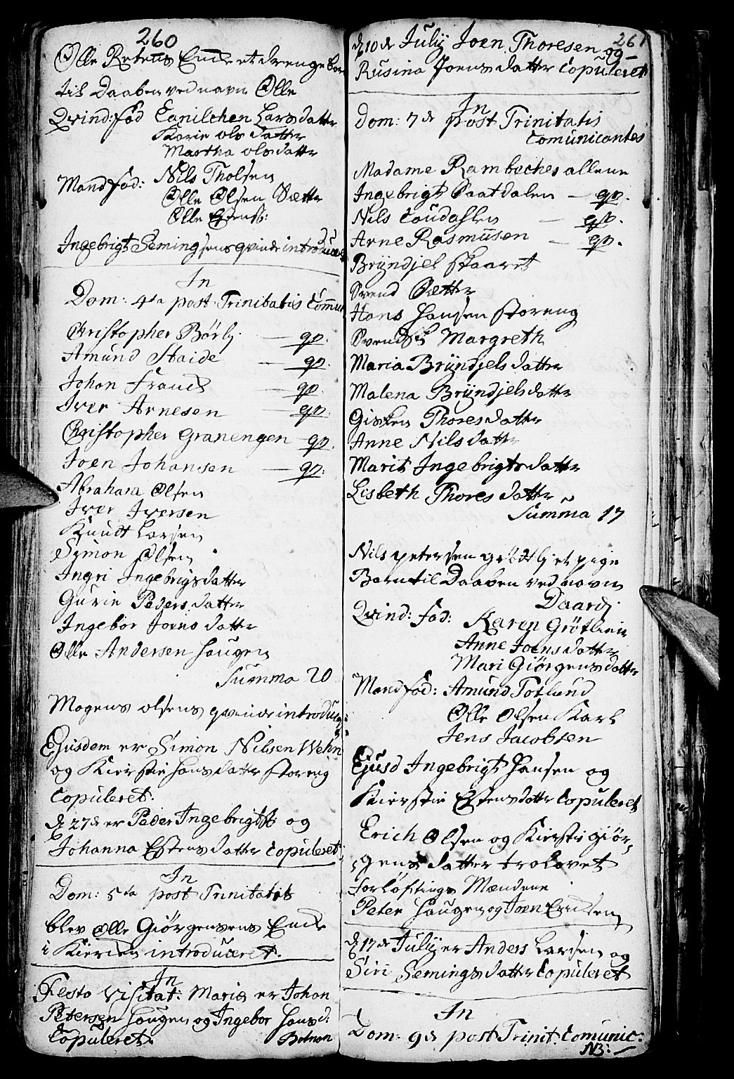 Kvikne prestekontor, AV/SAH-PREST-064/H/Ha/Haa/L0001: Ministerialbok nr. 1, 1740-1756, s. 260-261
