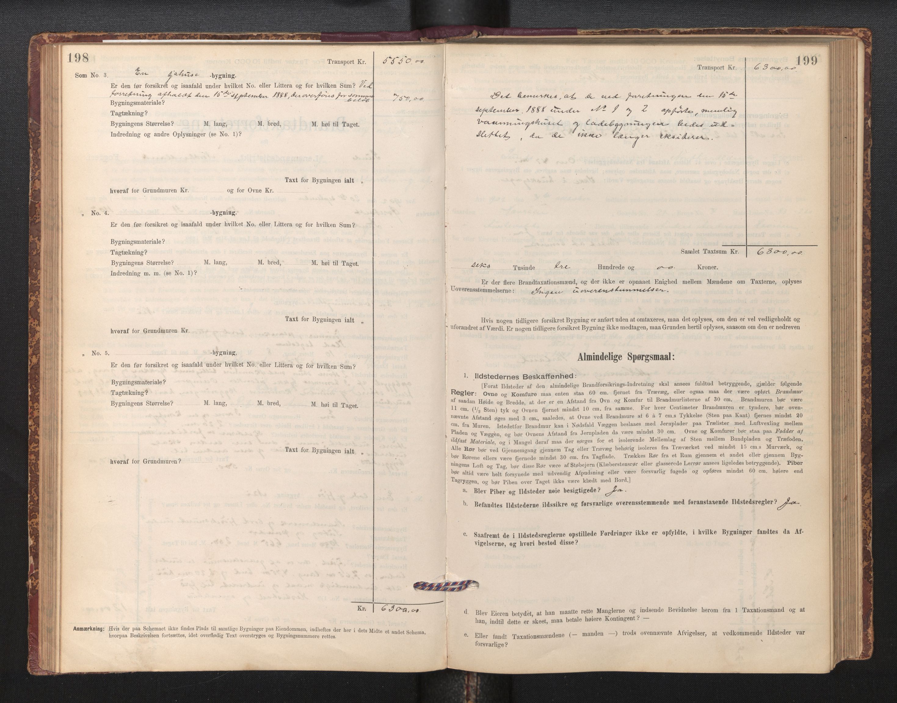 Lensmannen i Sund og Austevoll, AV/SAB-A-35201/0012/L0003: Branntakstprotokoll, skjematakst, 1894-1917, s. 198-199