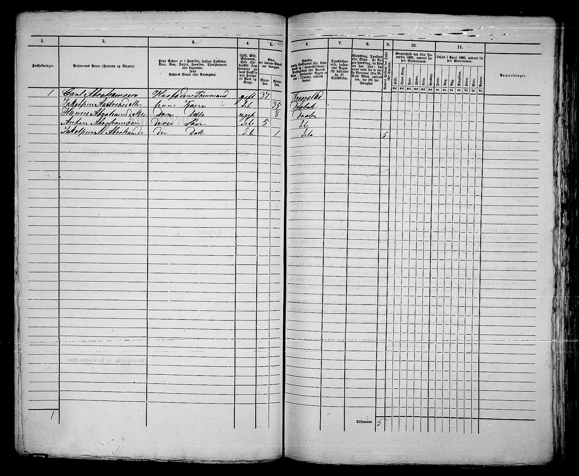 RA, Folketelling 1865 for 0203B Drøbak prestegjeld, Drøbak kjøpstad, 1865, s. 288