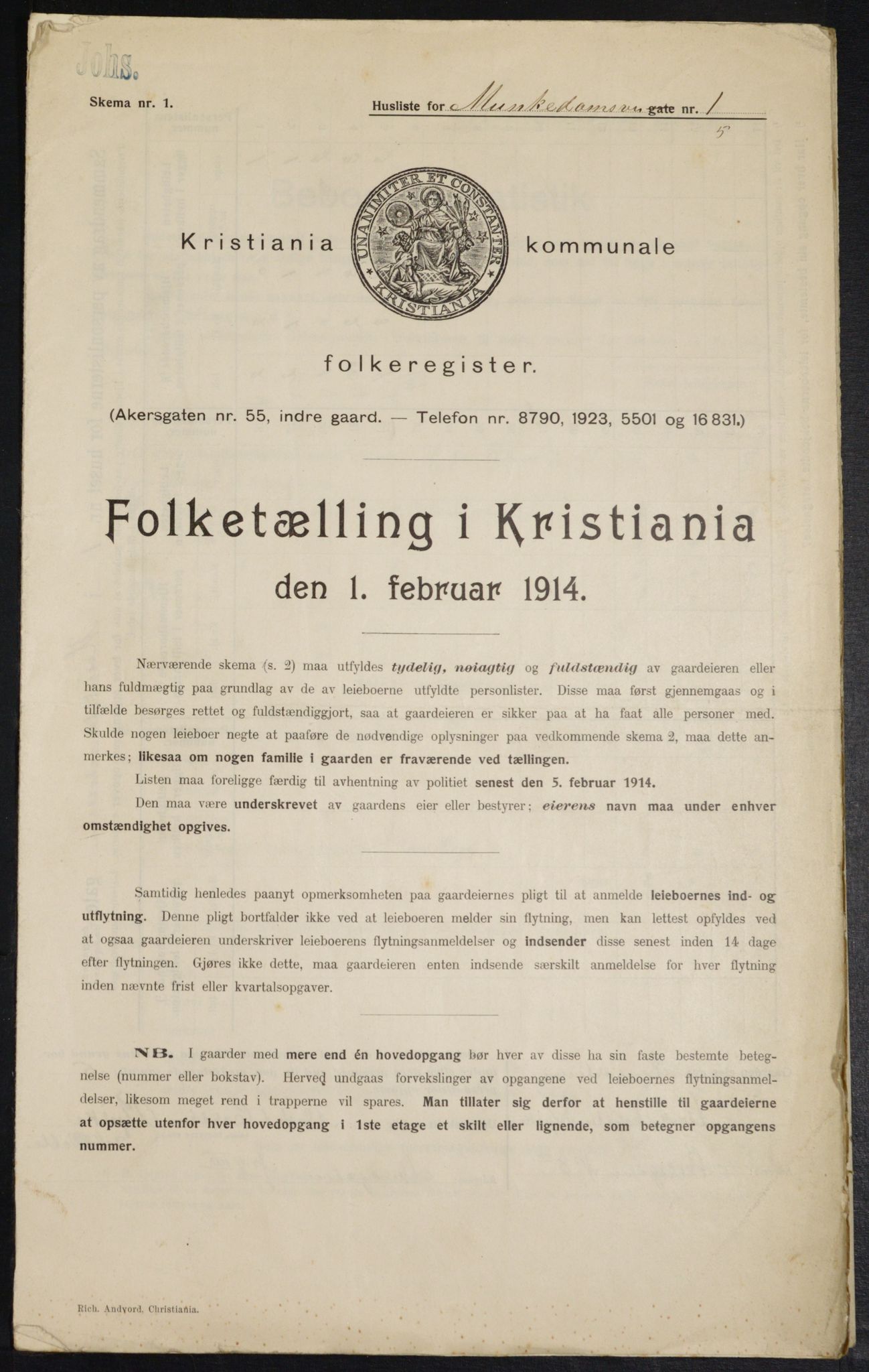 OBA, Kommunal folketelling 1.2.1914 for Kristiania, 1914, s. 66681