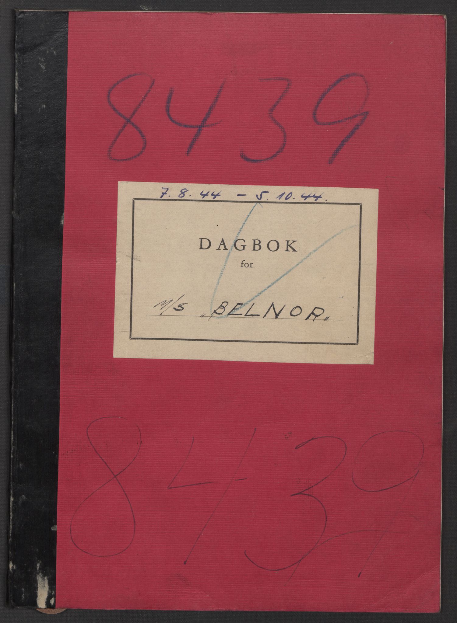 Nortraship, Skipsdagbøker, RA/S-2168/F/L1544/0008: Boknr. 8432 - 8445 / Boknr. 8439 Belnor, 1944