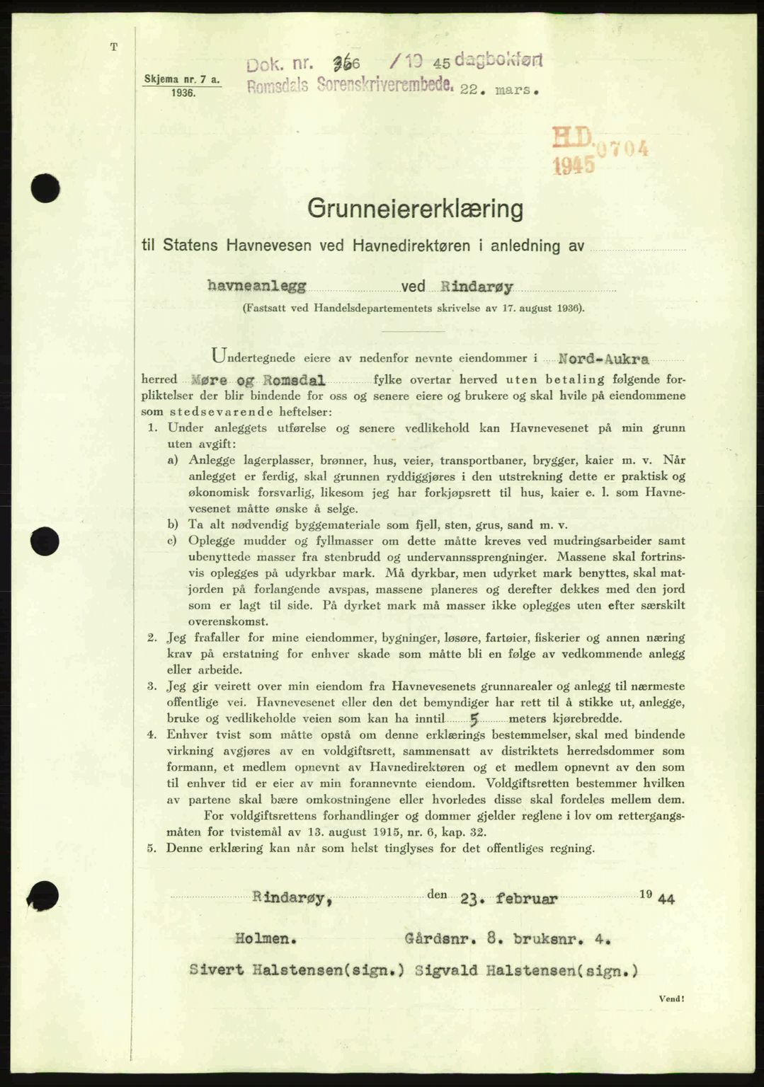 Romsdal sorenskriveri, SAT/A-4149/1/2/2C: Pantebok nr. A17, 1944-1945, Dagboknr: 366/1945