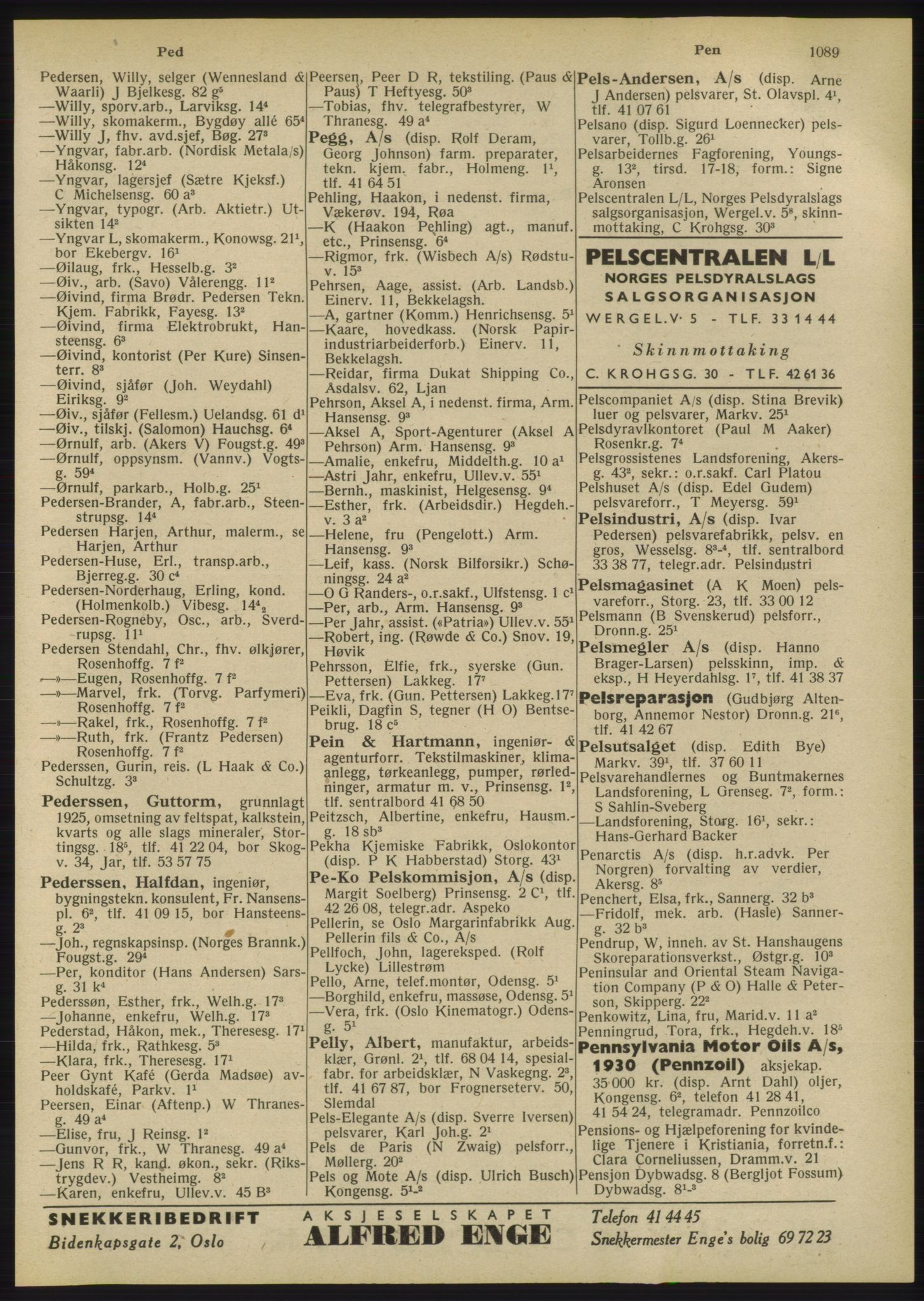 Kristiania/Oslo adressebok, PUBL/-, 1947, s. 1089