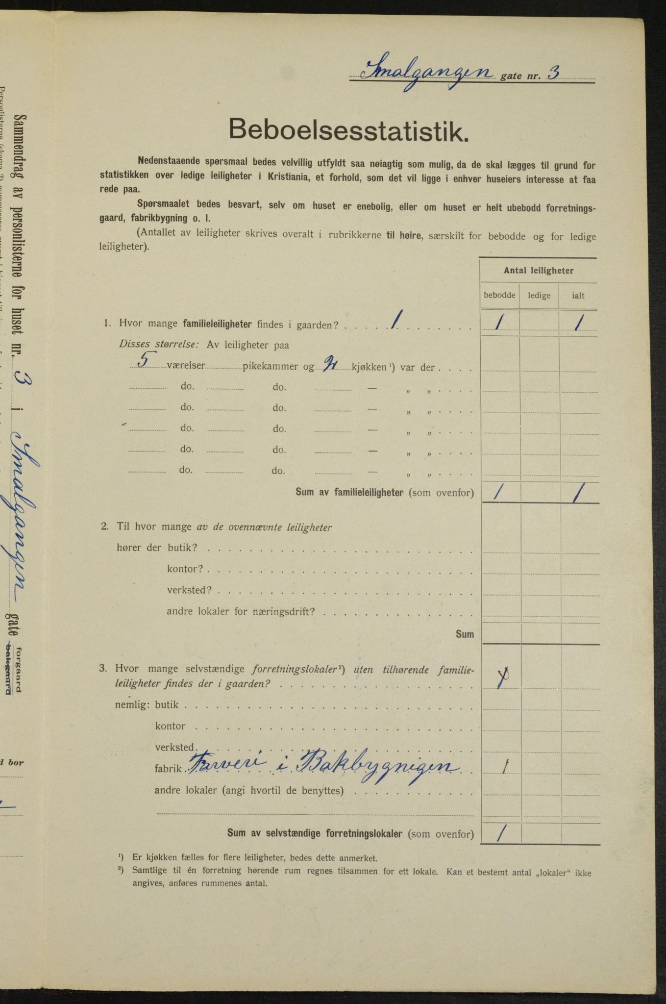 OBA, Kommunal folketelling 1.2.1913 for Kristiania, 1913, s. 97003