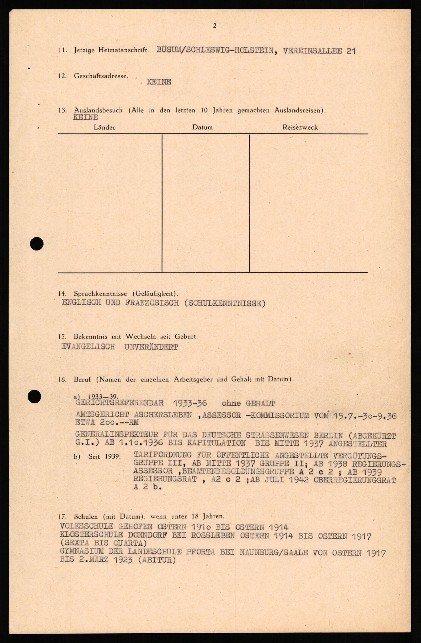 Forsvaret, Forsvarets overkommando II, AV/RA-RAFA-3915/D/Db/L0017: CI Questionaires. Tyske okkupasjonsstyrker i Norge. Tyskere., 1945-1946, s. 448