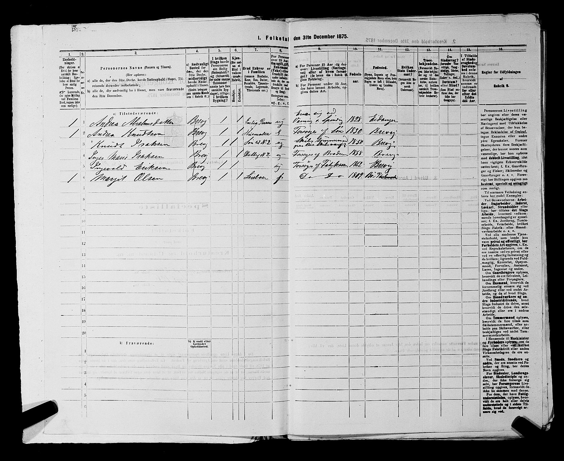 SAKO, Folketelling 1875 for 0804P Brevik prestegjeld, 1875, s. 366