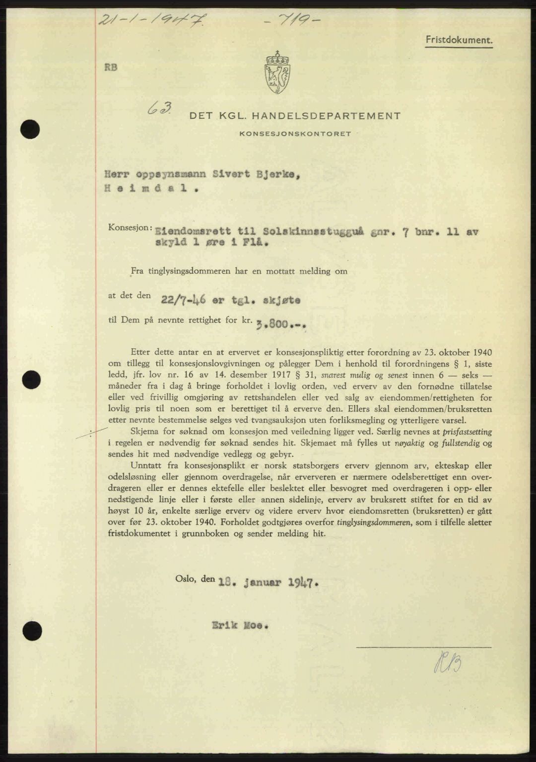 Gauldal sorenskriveri, SAT/A-0014/1/2/2C: Pantebok nr. A3, 1947-1947, Dagboknr: 63/1947