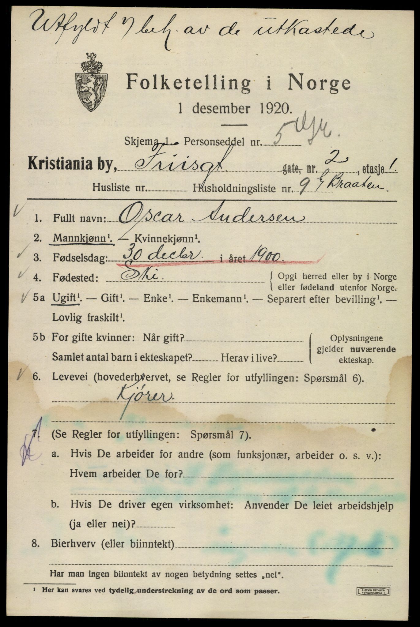 SAO, Folketelling 1920 for 0301 Kristiania kjøpstad, 1920, s. 238477