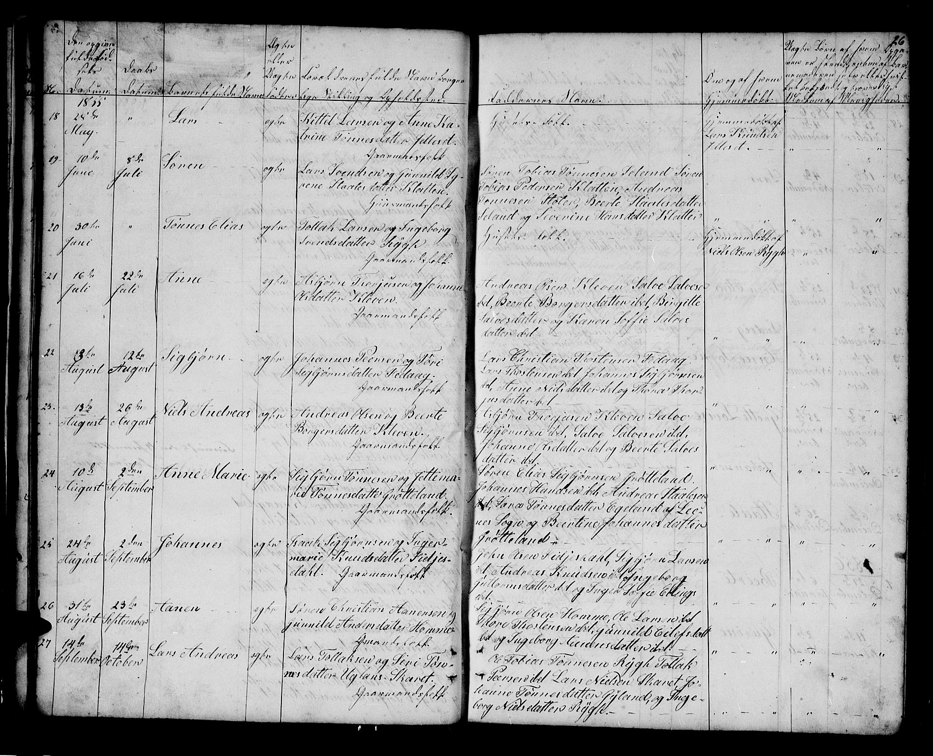 Bakke sokneprestkontor, AV/SAK-1111-0002/F/Fb/Fbb/L0002: Klokkerbok nr. B 2, 1849-1878, s. 26