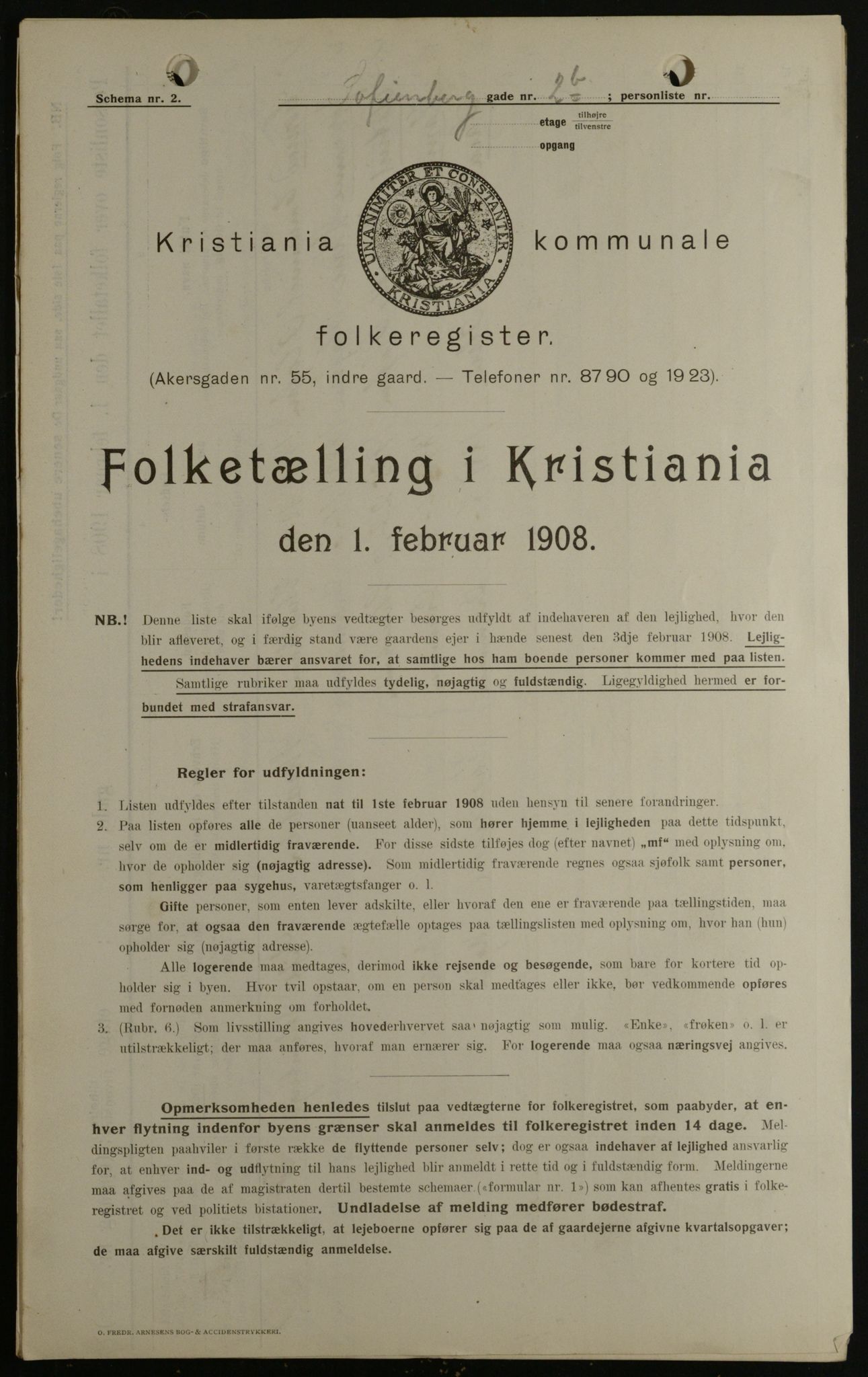 OBA, Kommunal folketelling 1.2.1908 for Kristiania kjøpstad, 1908, s. 88365