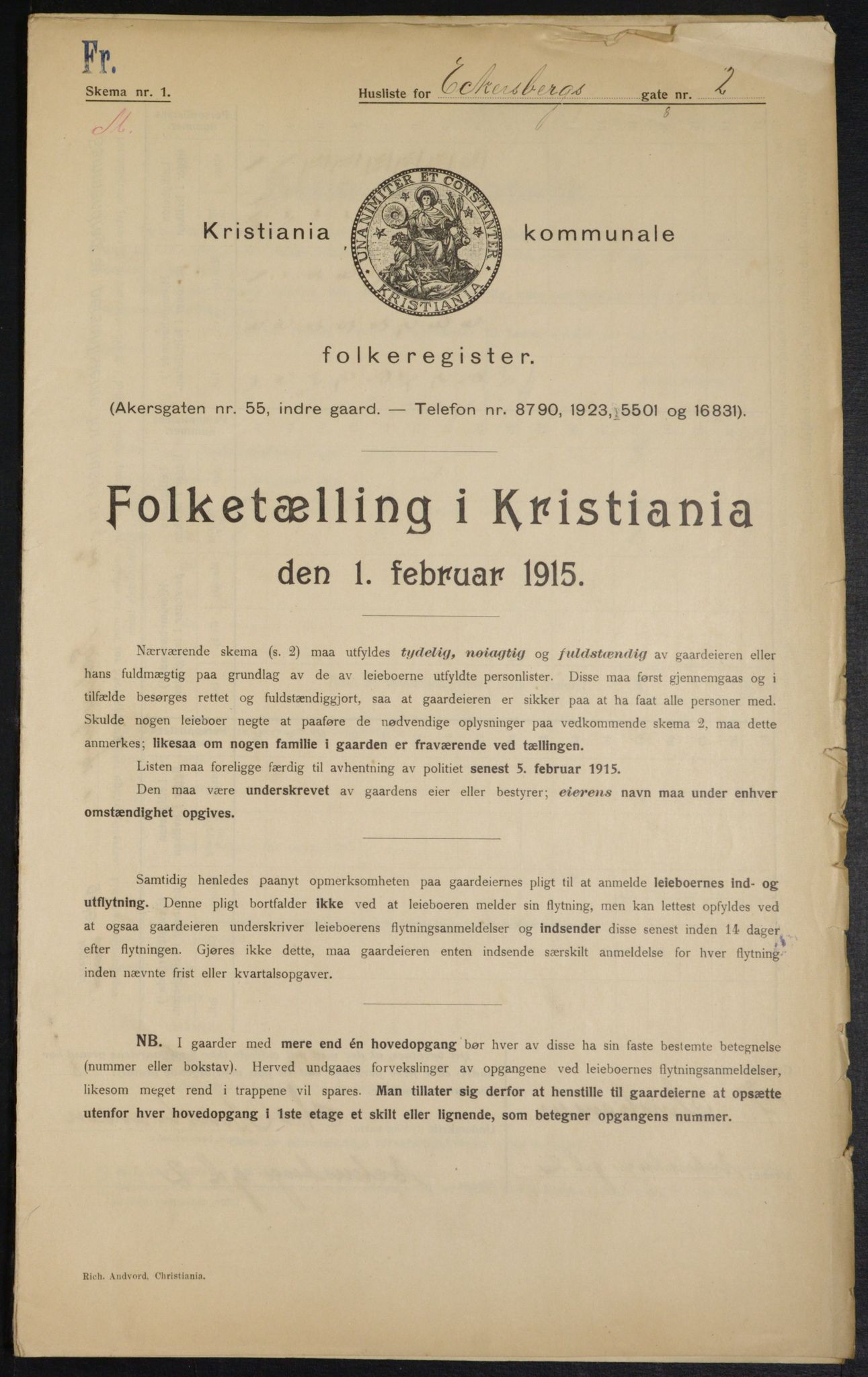 OBA, Kommunal folketelling 1.2.1915 for Kristiania, 1915, s. 17693