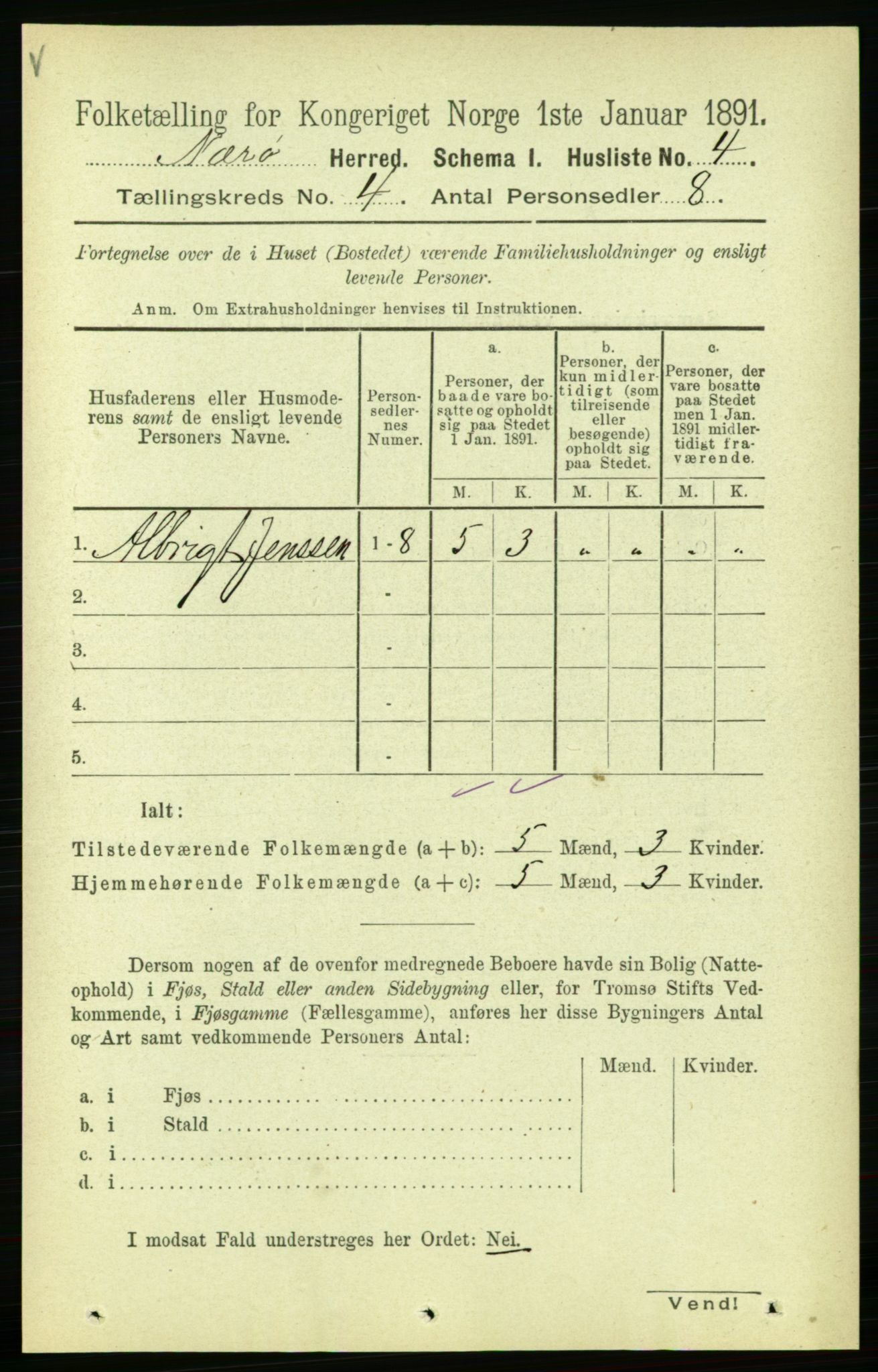 RA, Folketelling 1891 for 1751 Nærøy herred, 1891, s. 1785