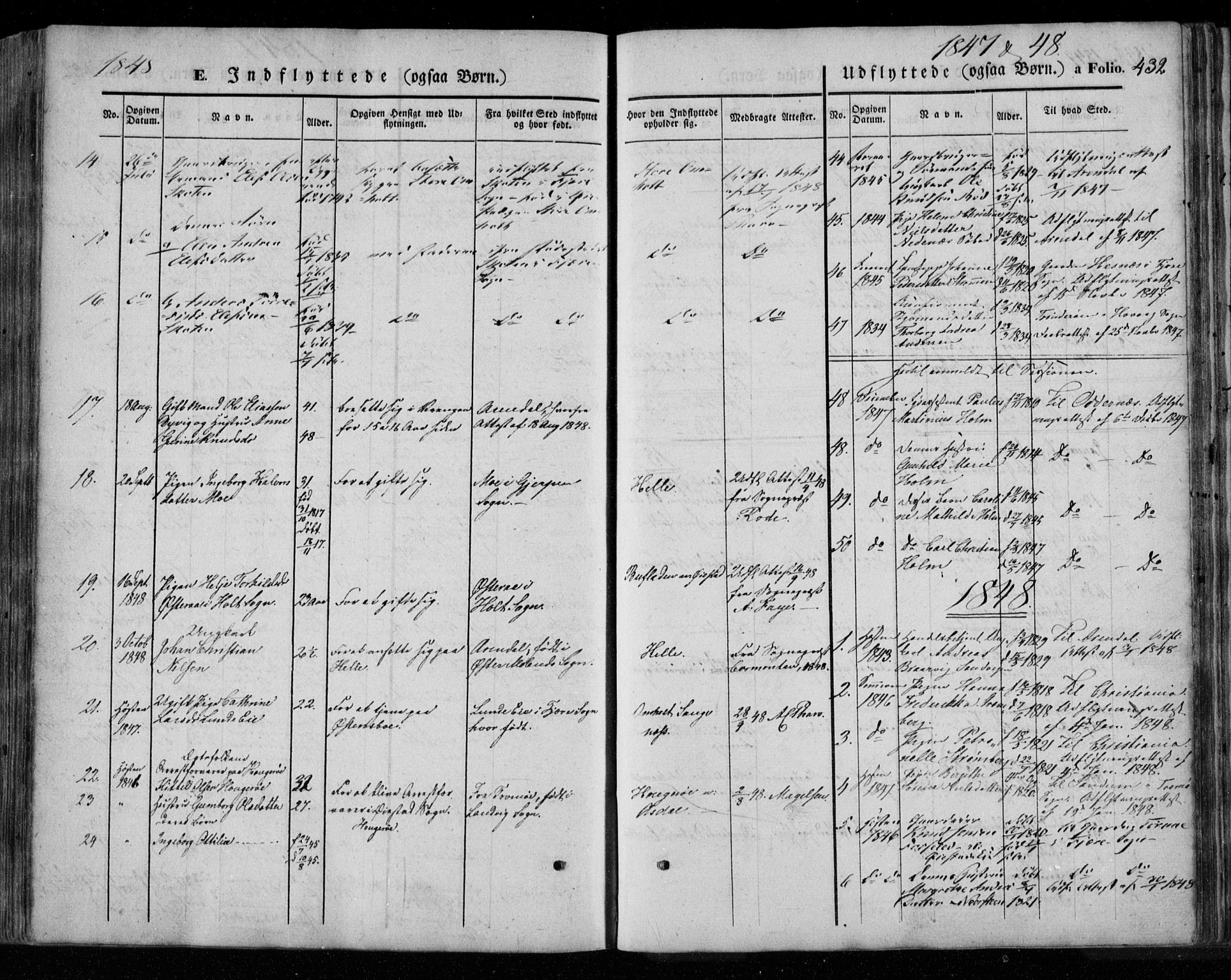 Øyestad sokneprestkontor, AV/SAK-1111-0049/F/Fa/L0014: Ministerialbok nr. A 14, 1843-1856, s. 433