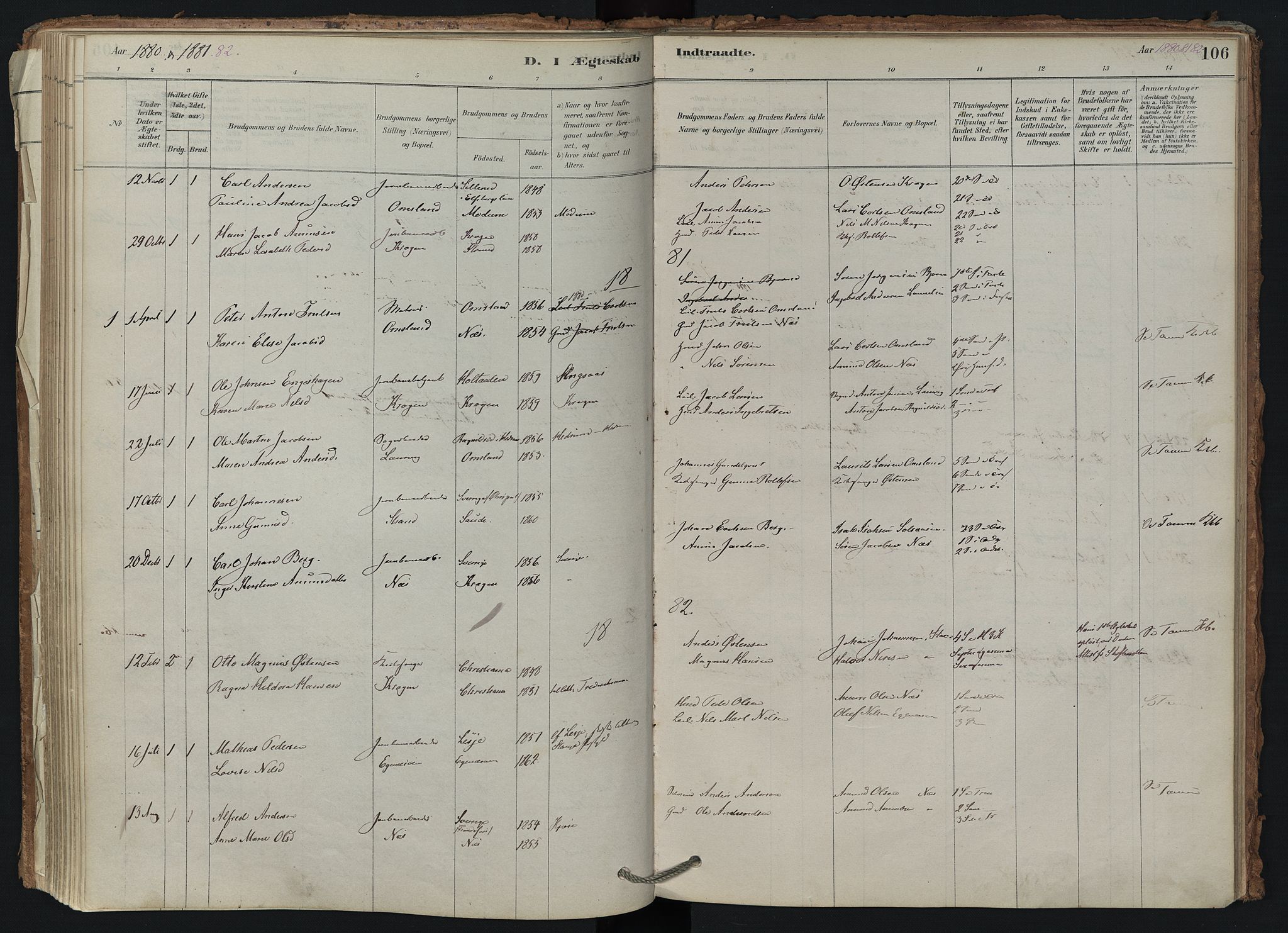 Brunlanes kirkebøker, SAKO/A-342/F/Fd/L0001: Ministerialbok nr. IV 1, 1878-1917, s. 106