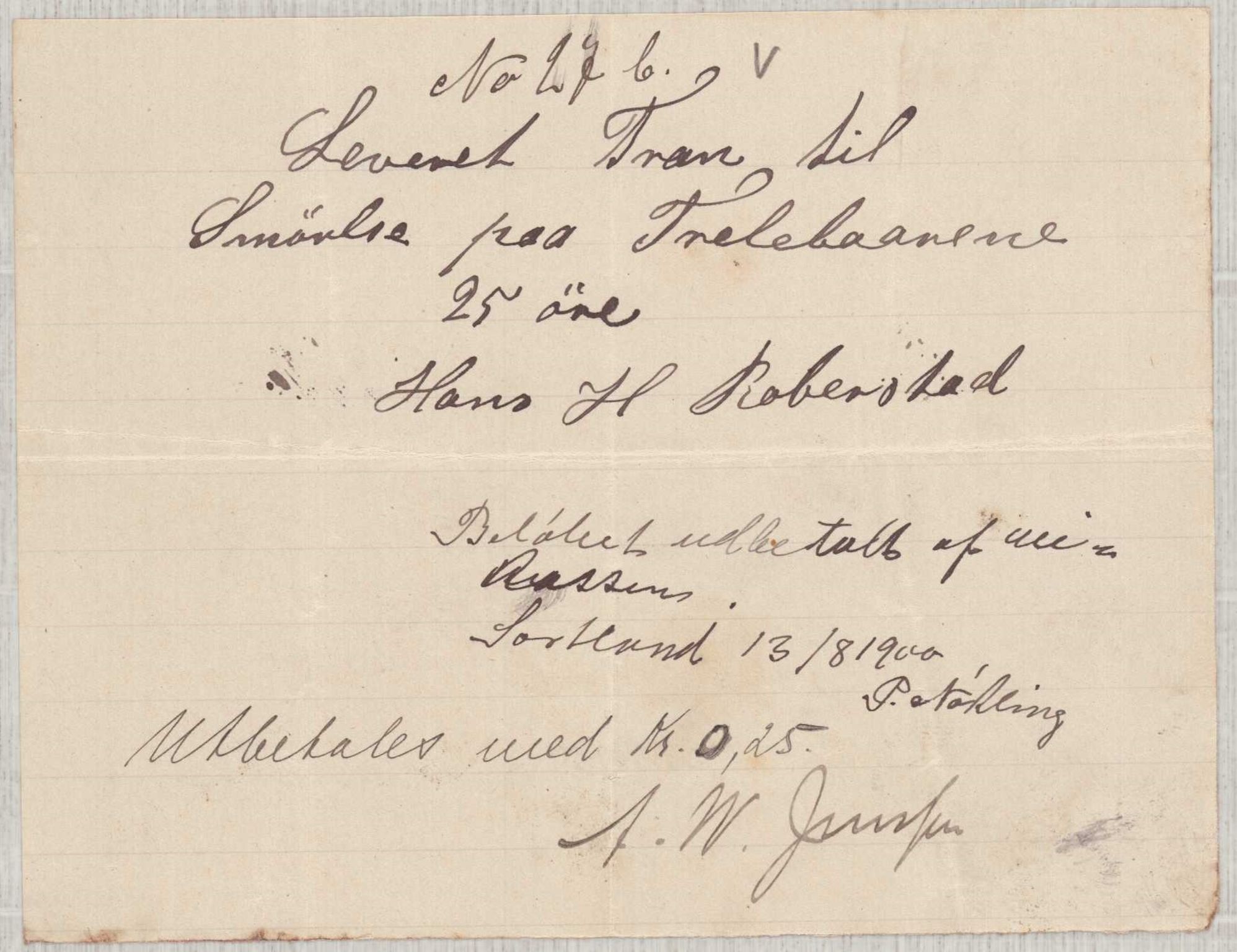 Finnaas kommune. Formannskapet, IKAH/1218a-021/E/Ea/L0002/0001: Rekneskap for veganlegg / Rekneskap for veganlegget Urangsvåg - Mælandsvåg, 1898-1900, s. 171