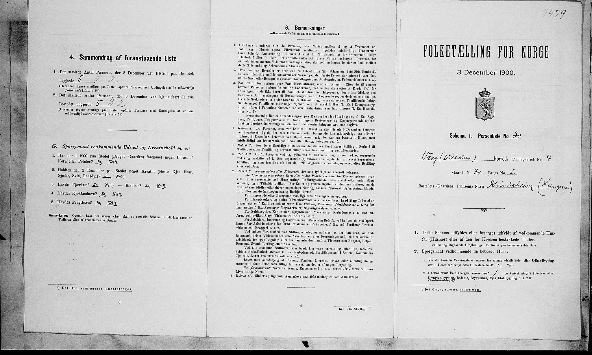 SAH, Folketelling 1900 for 0545 Vang herred, 1900, s. 229
