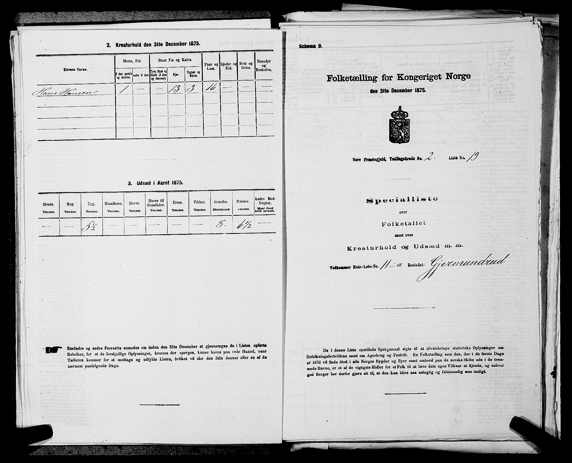 SAKO, Folketelling 1875 for 0633P Nore prestegjeld, 1875, s. 293