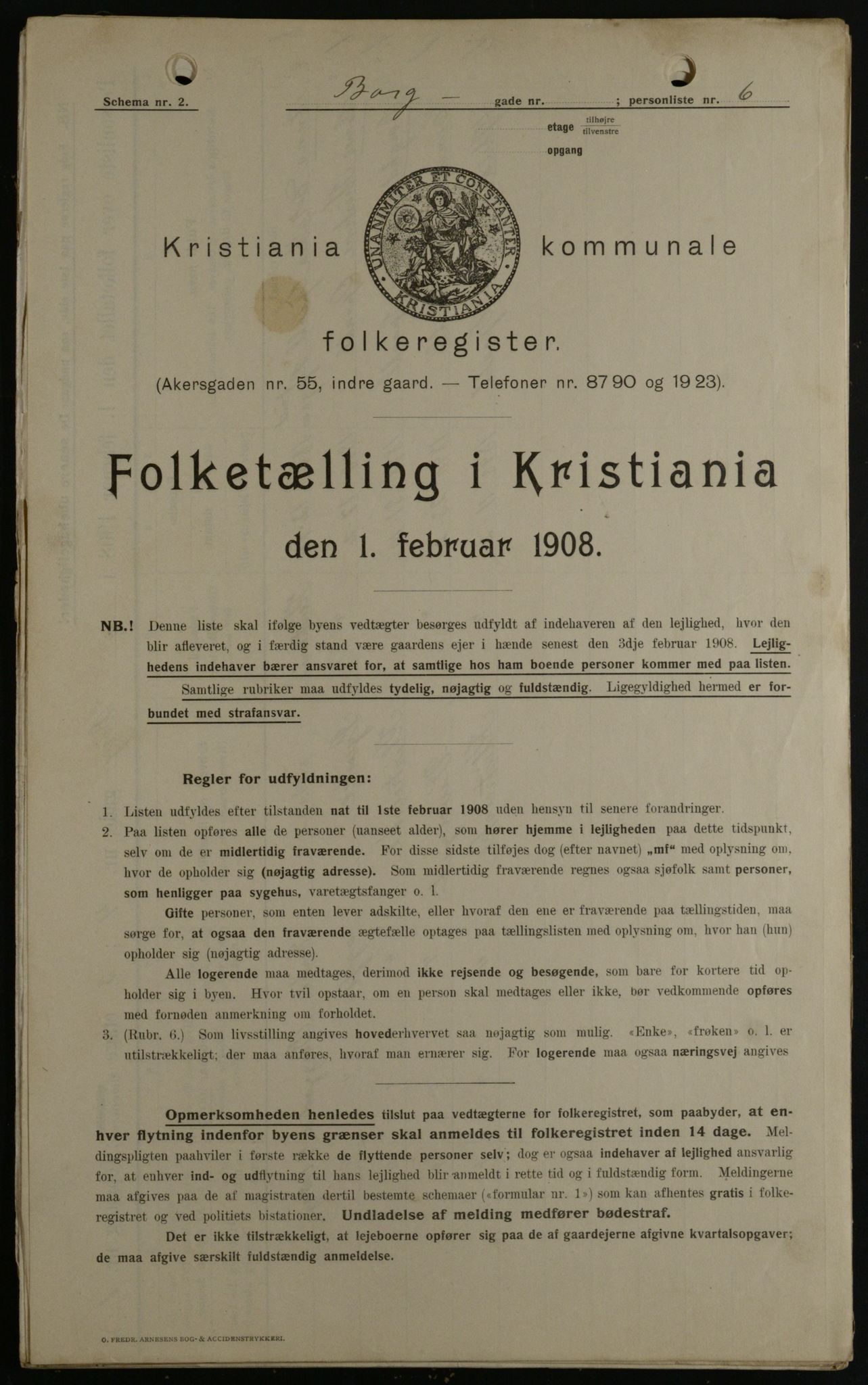 OBA, Kommunal folketelling 1.2.1908 for Kristiania kjøpstad, 1908, s. 7502