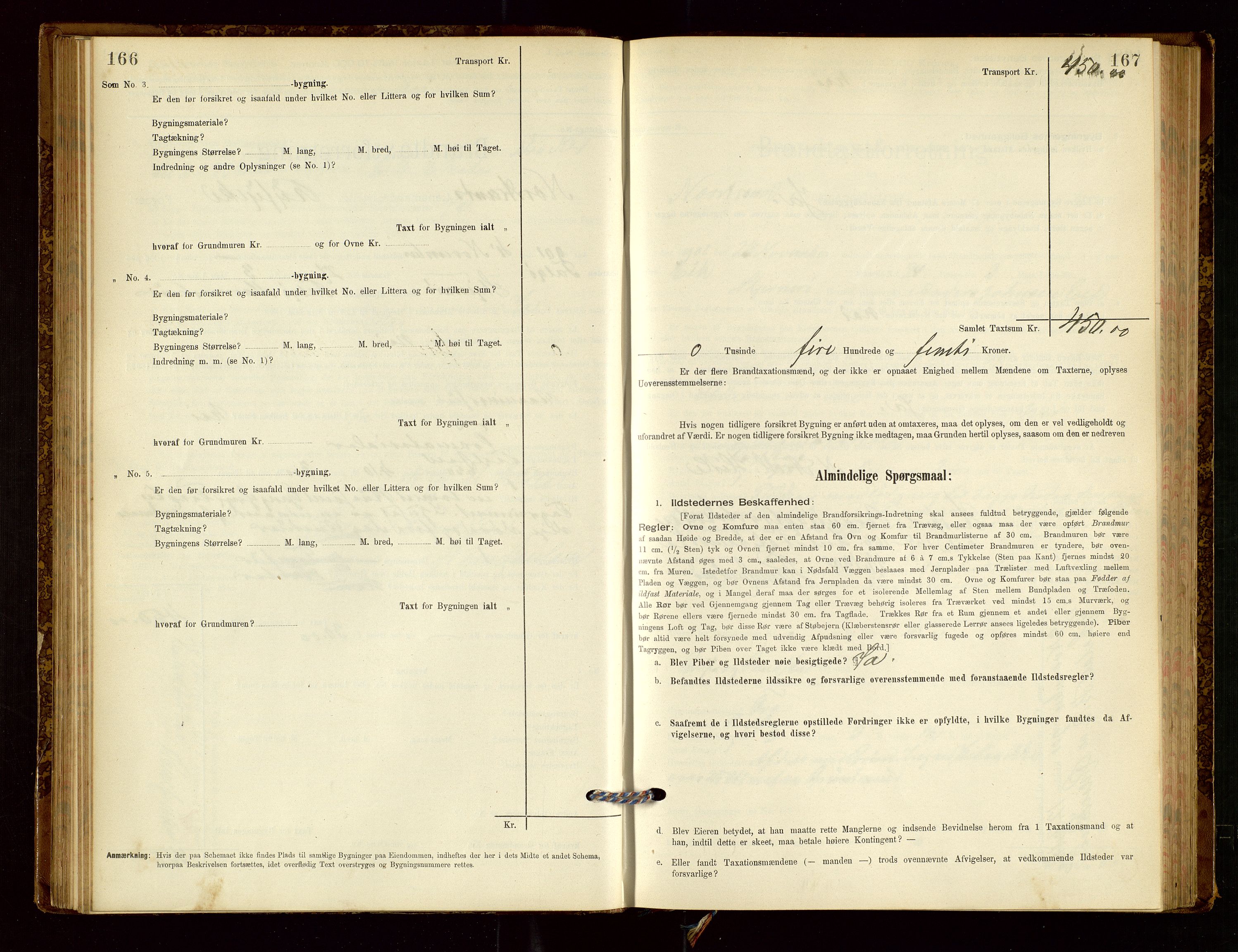 Nedstrand lensmannskontor, SAST/A-100236/Gob/L0001: "Brandtaxationsprotokol for Nerstrand Lensmandsdistrikt Ryfylke fogderi", 1895-1915, s. 166-167