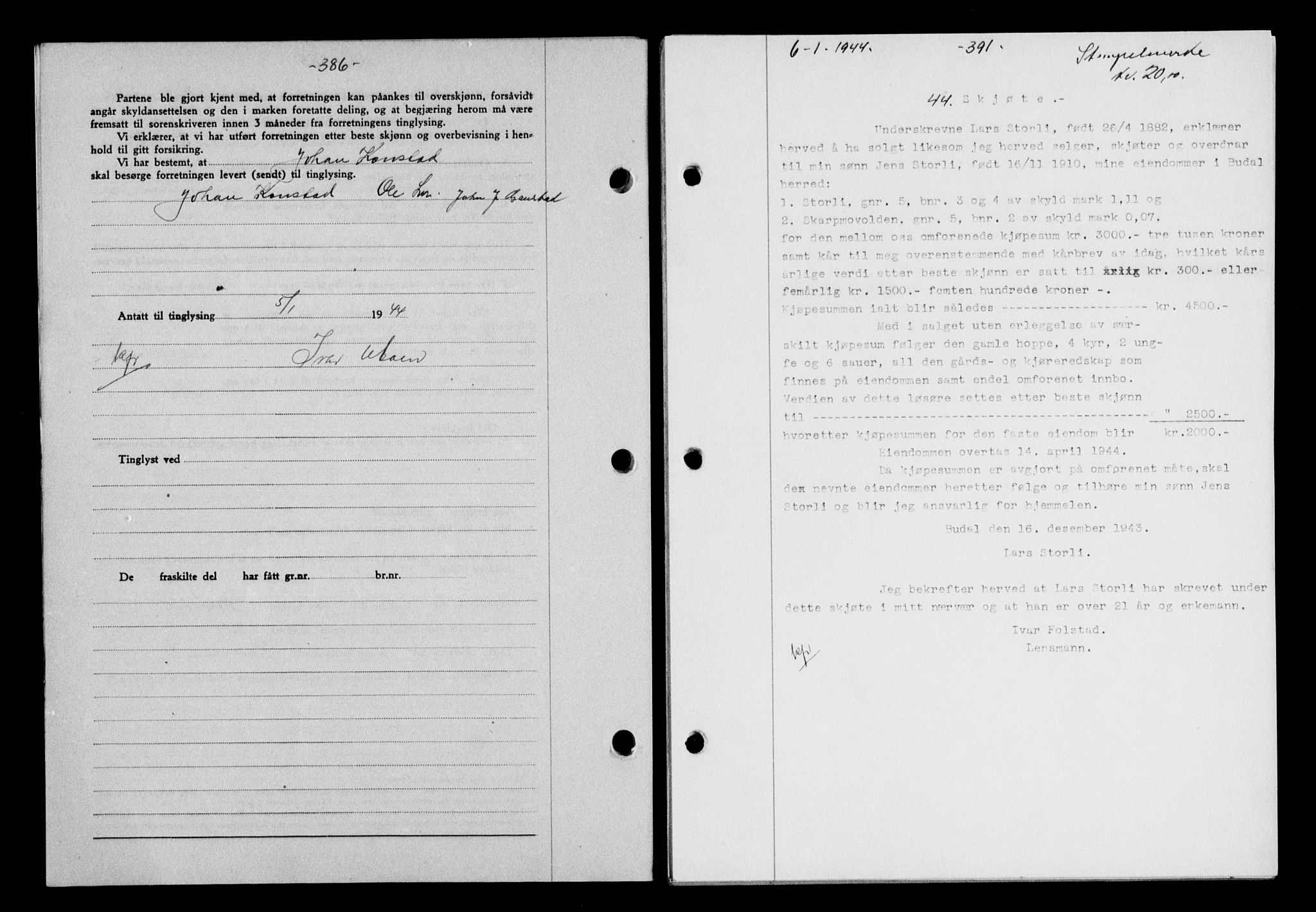 Gauldal sorenskriveri, SAT/A-0014/1/2/2C/L0057: Pantebok nr. 62, 1943-1944, Dagboknr: 44/1944