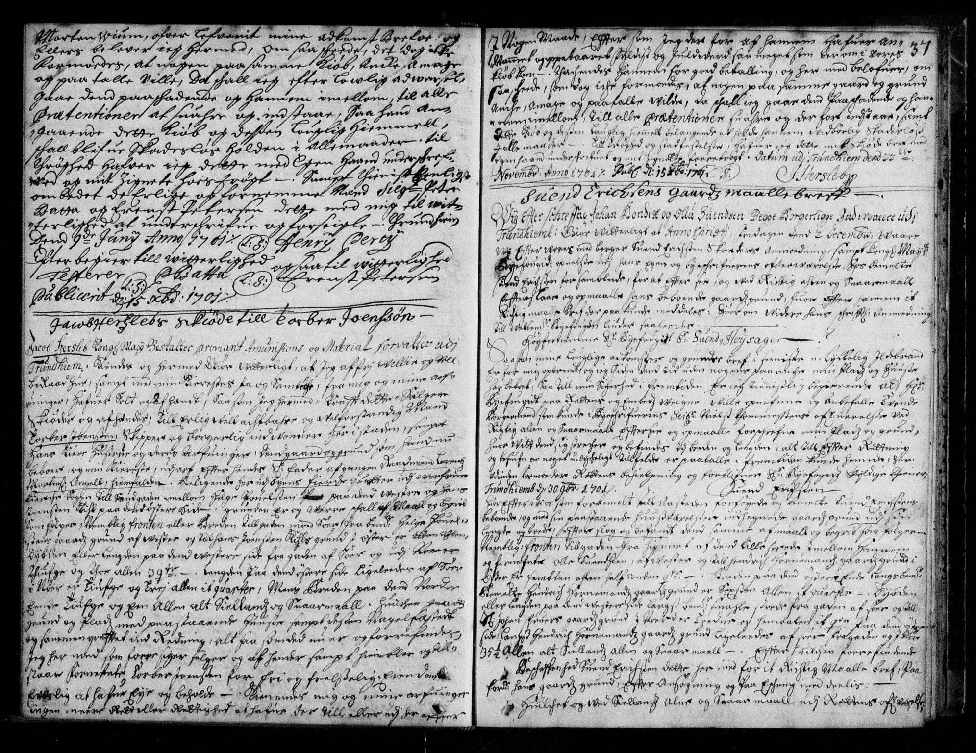 Trondheim byfogd, AV/SAT-A-0003/1/2/2C/L0004: Pantebok nr. 2a, 1700-1709, s. 38