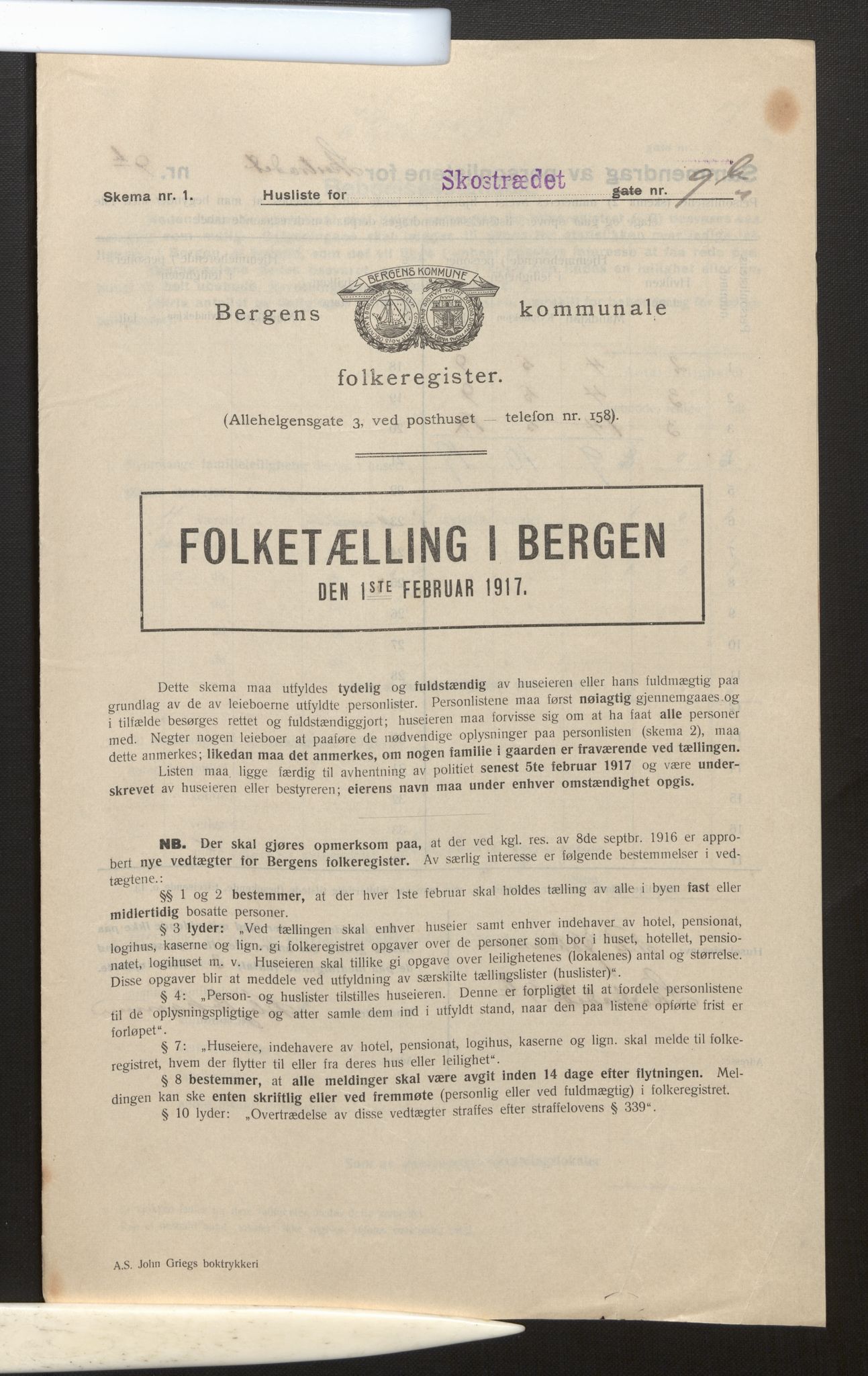 SAB, Kommunal folketelling 1917 for Bergen kjøpstad, 1917, s. 35107