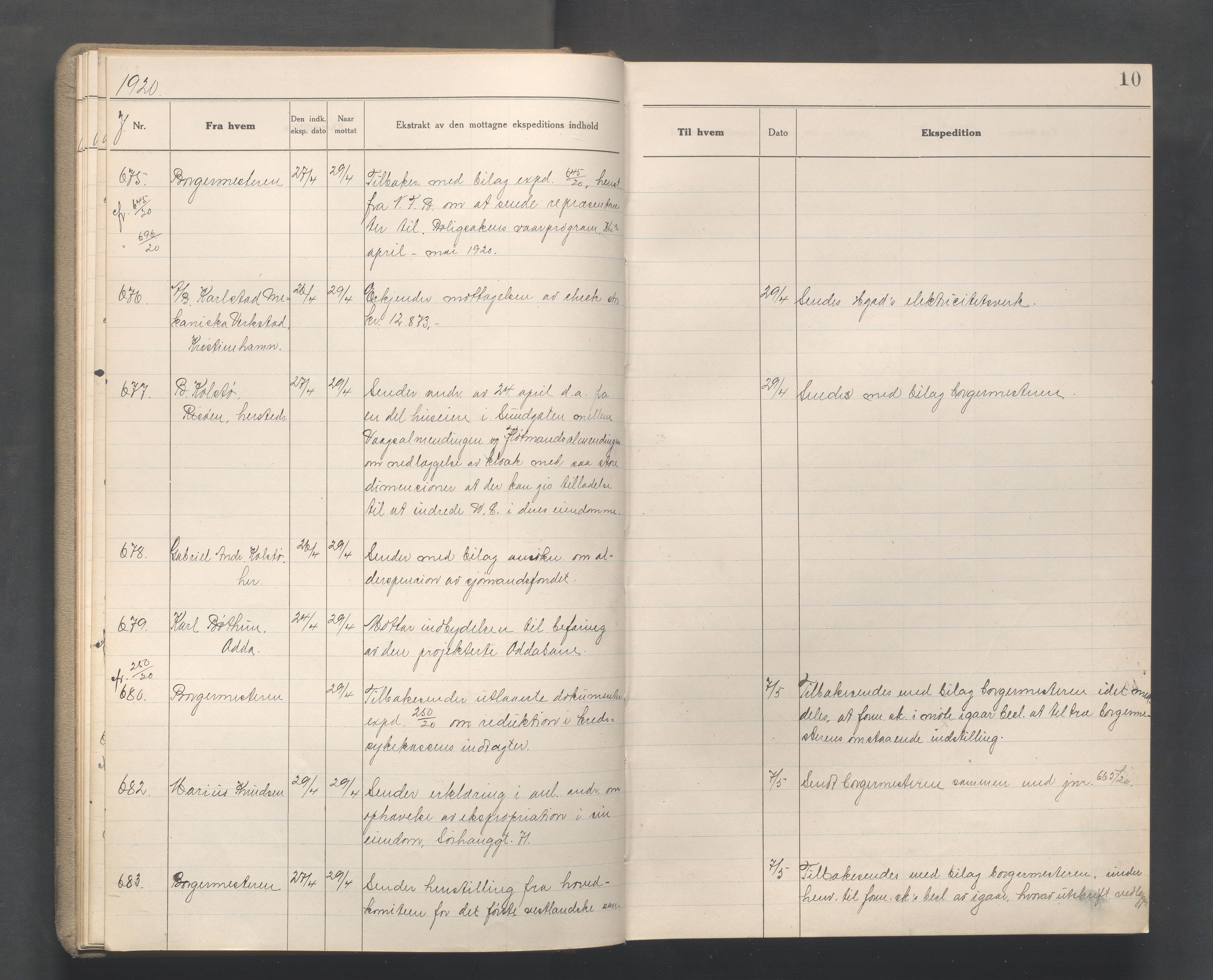 Haugesund kommune - Formannskapet, IKAR/X-0001/C/L0010: Journal, 1920-1921, s. 10