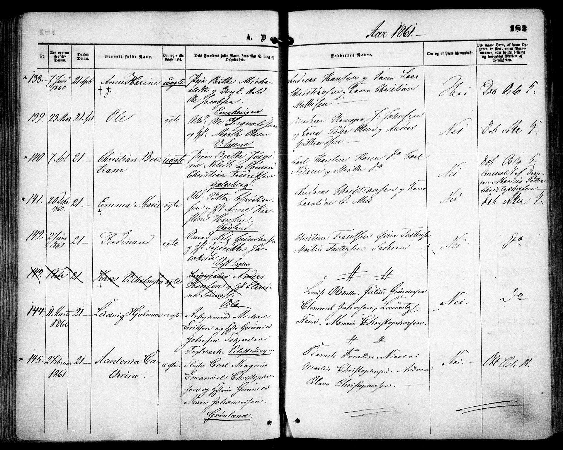 Grønland prestekontor Kirkebøker, AV/SAO-A-10848/F/Fa/L0001: Ministerialbok nr. 1, 1859-1861, s. 182