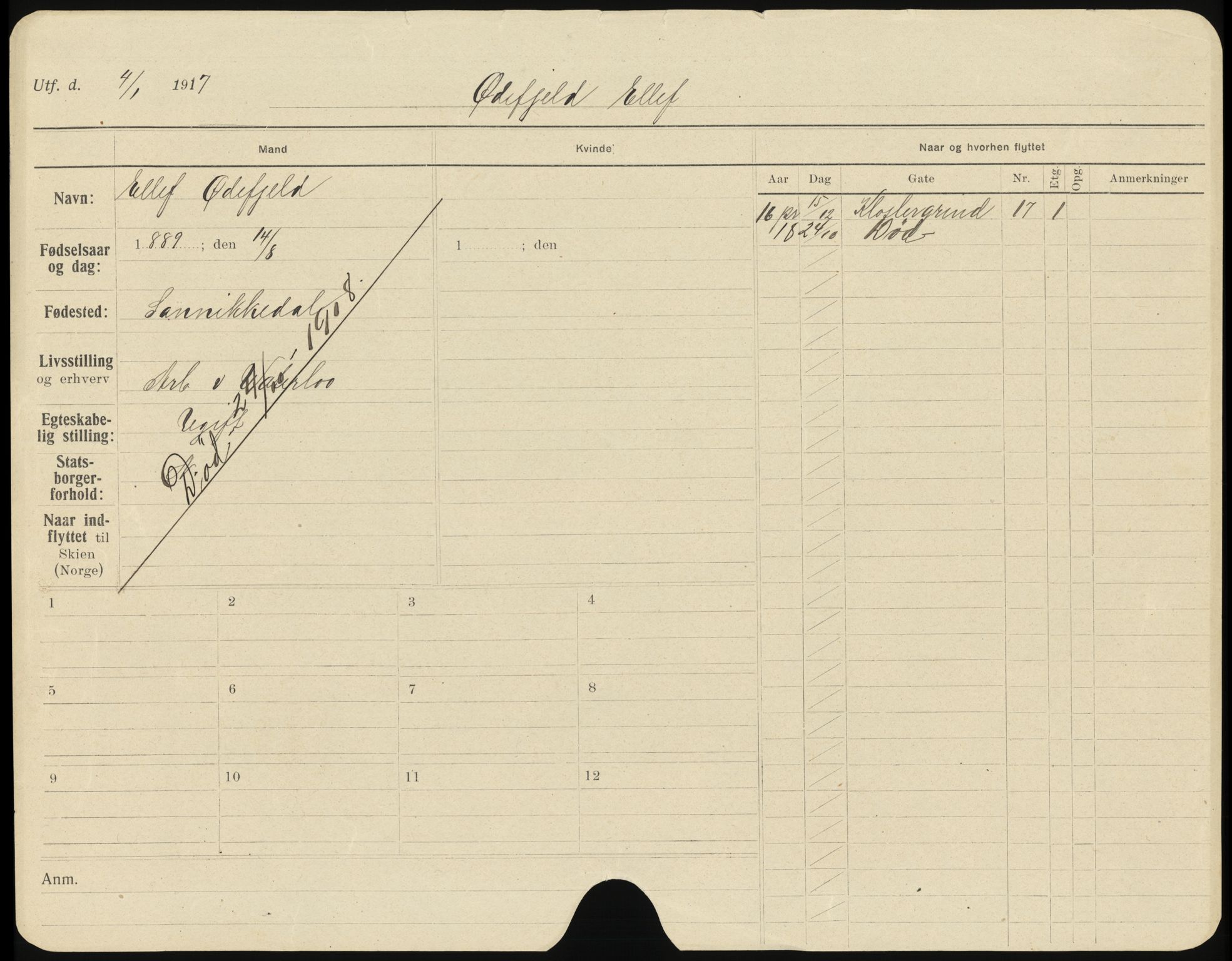 Skien folkeregister, SAKO/A-425/H/Ha/L0001: Døde, 1916-1929, s. 375