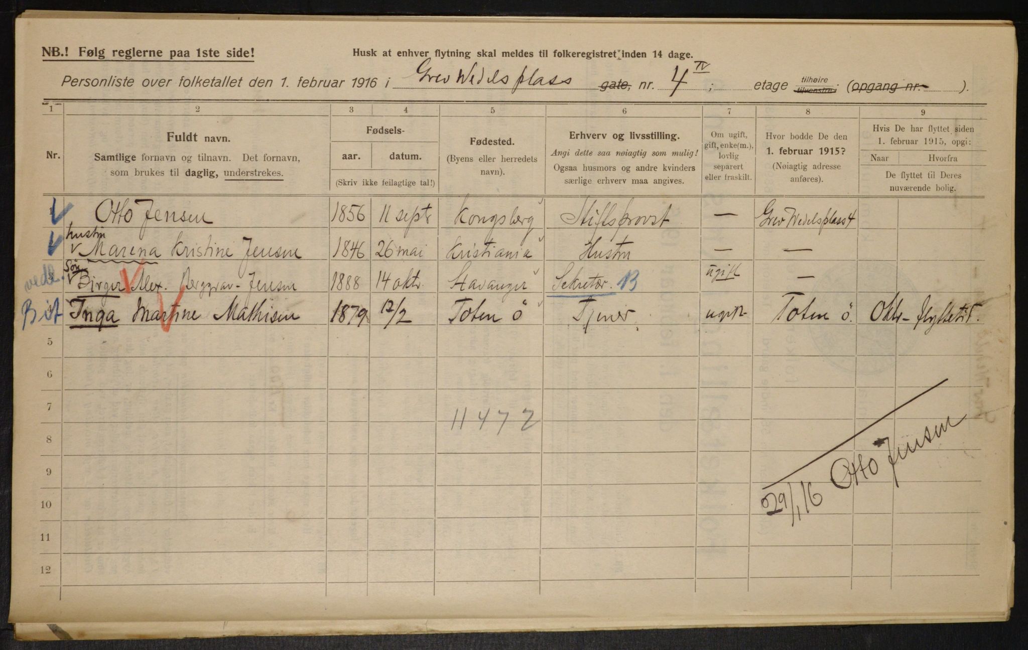 OBA, Kommunal folketelling 1.2.1916 for Kristiania, 1916, s. 30462