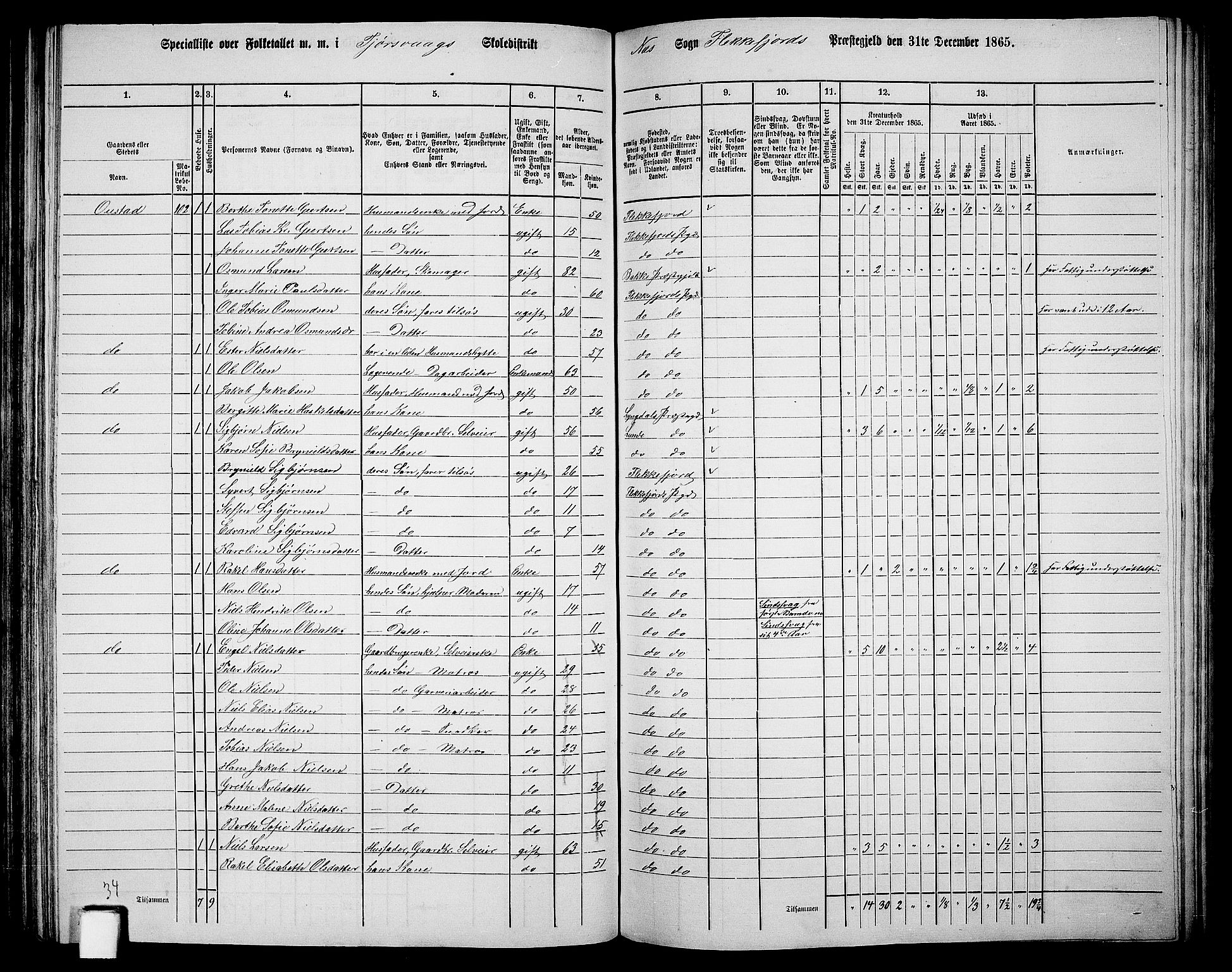 RA, Folketelling 1865 for 1042L Flekkefjord prestegjeld, Nes sokn og Hidra sokn, 1865, s. 113