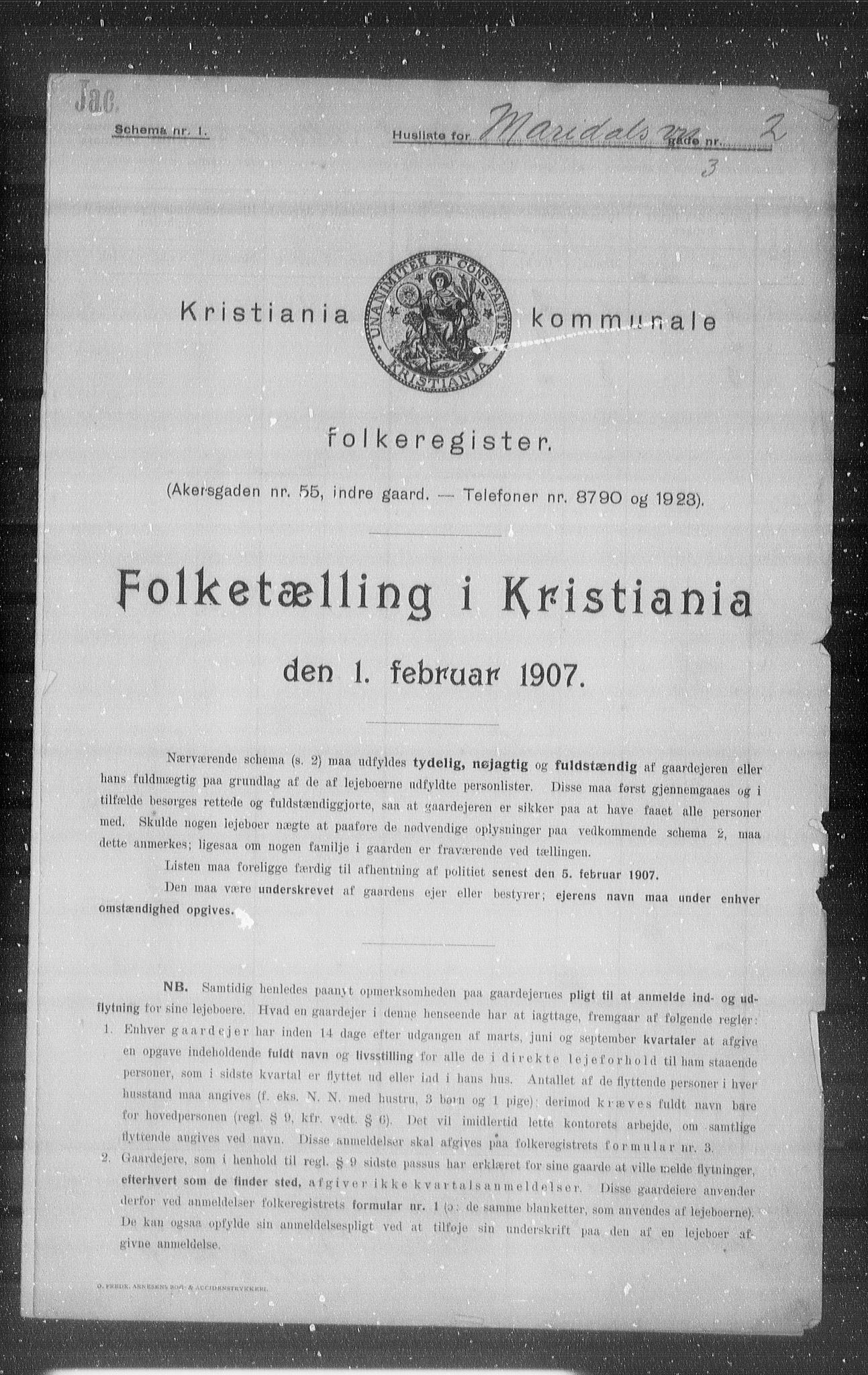 OBA, Kommunal folketelling 1.2.1907 for Kristiania kjøpstad, 1907, s. 30897
