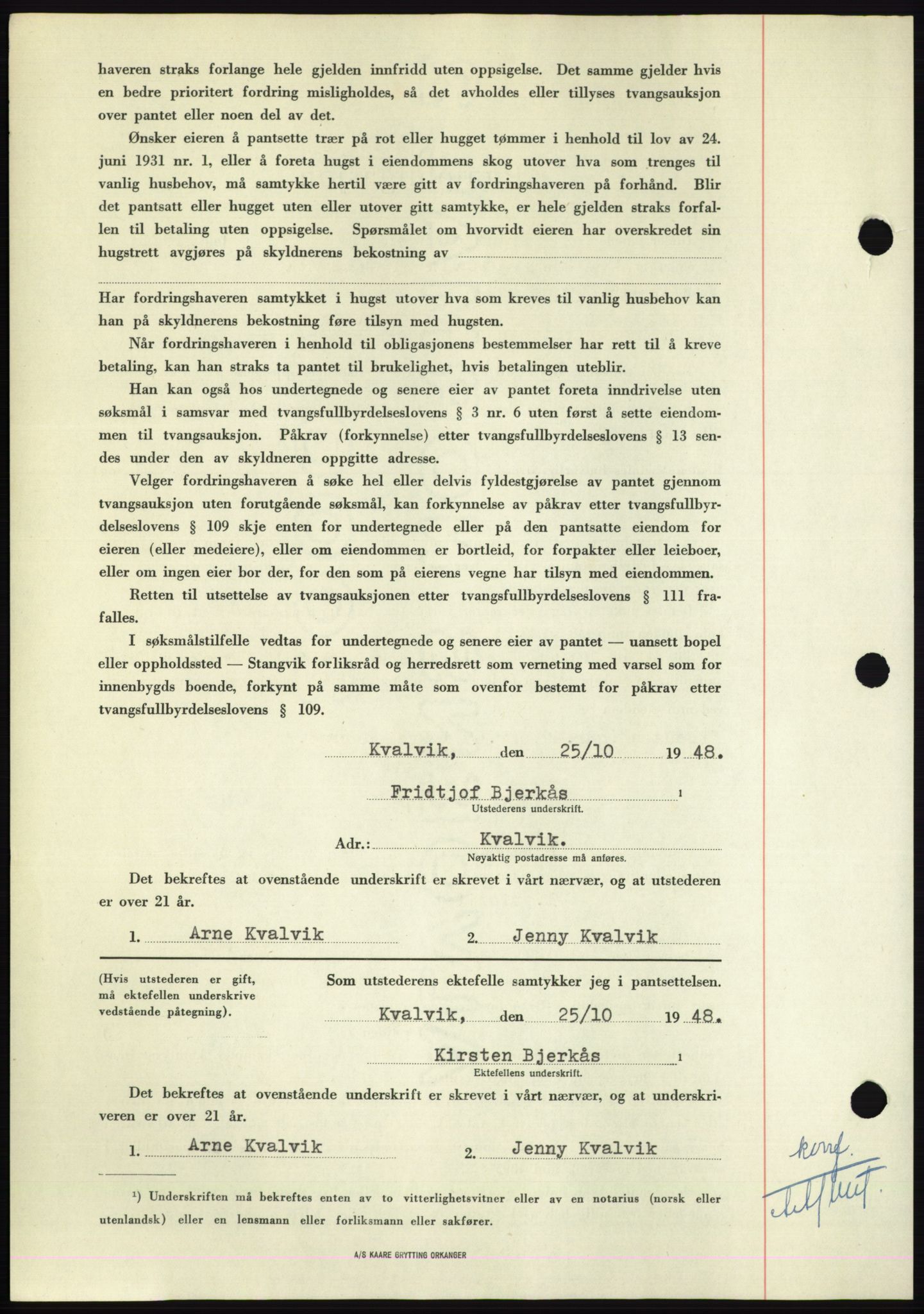 Nordmøre sorenskriveri, AV/SAT-A-4132/1/2/2Ca: Pantebok nr. B100, 1948-1949, Dagboknr: 3307/1948