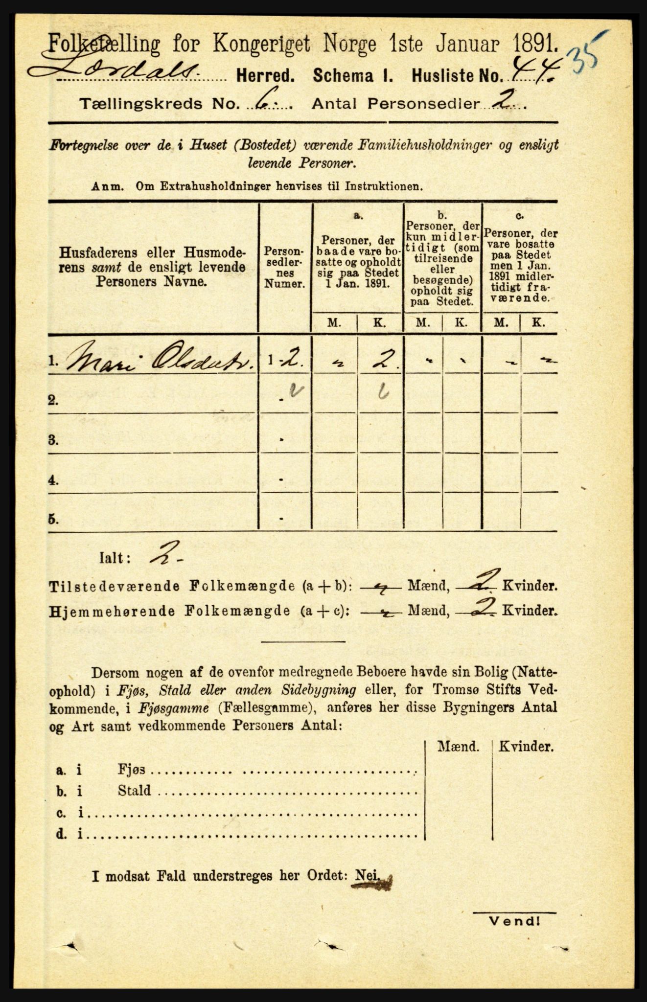 RA, Folketelling 1891 for 1422 Lærdal herred, 1891, s. 450