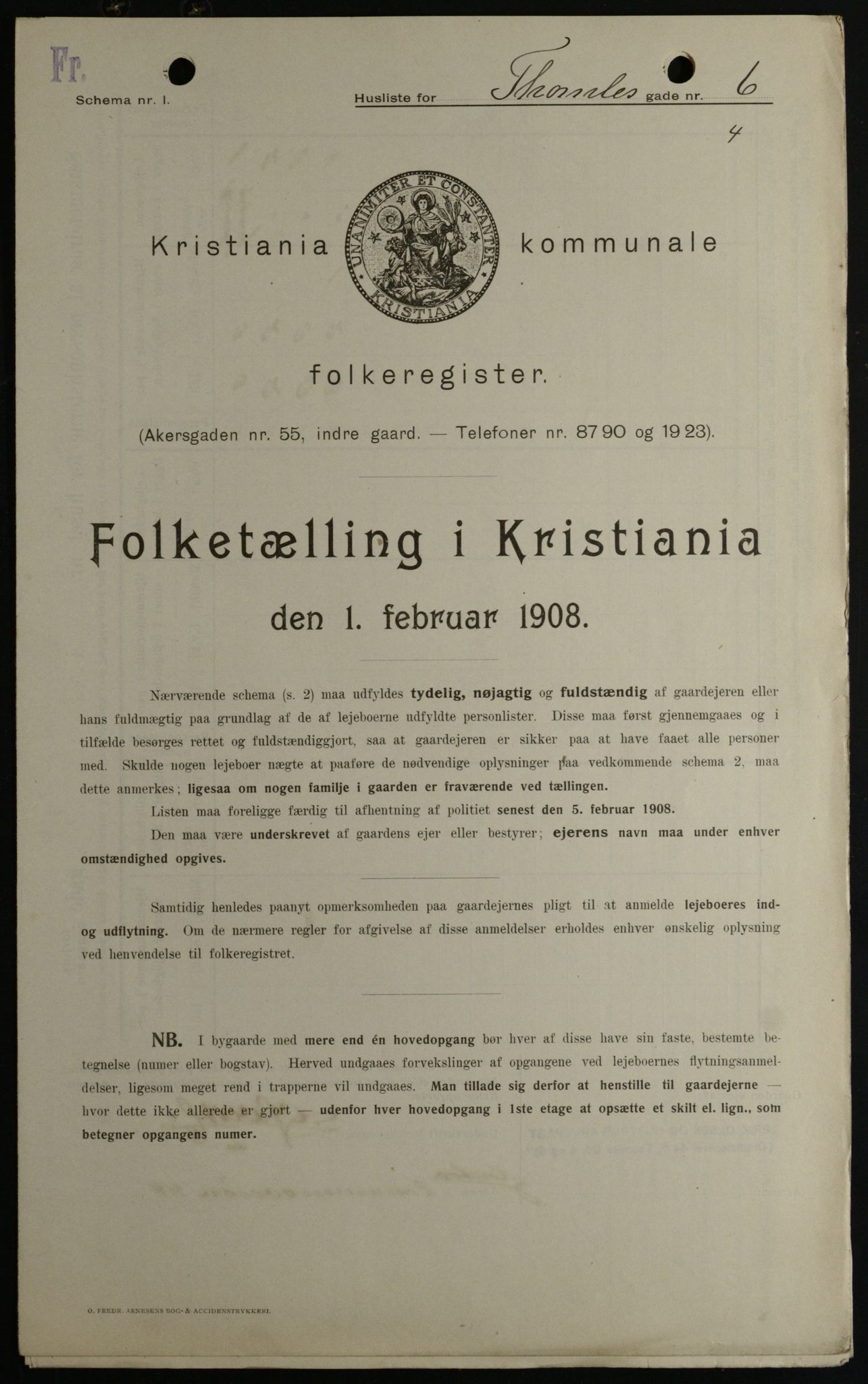 OBA, Kommunal folketelling 1.2.1908 for Kristiania kjøpstad, 1908, s. 98210