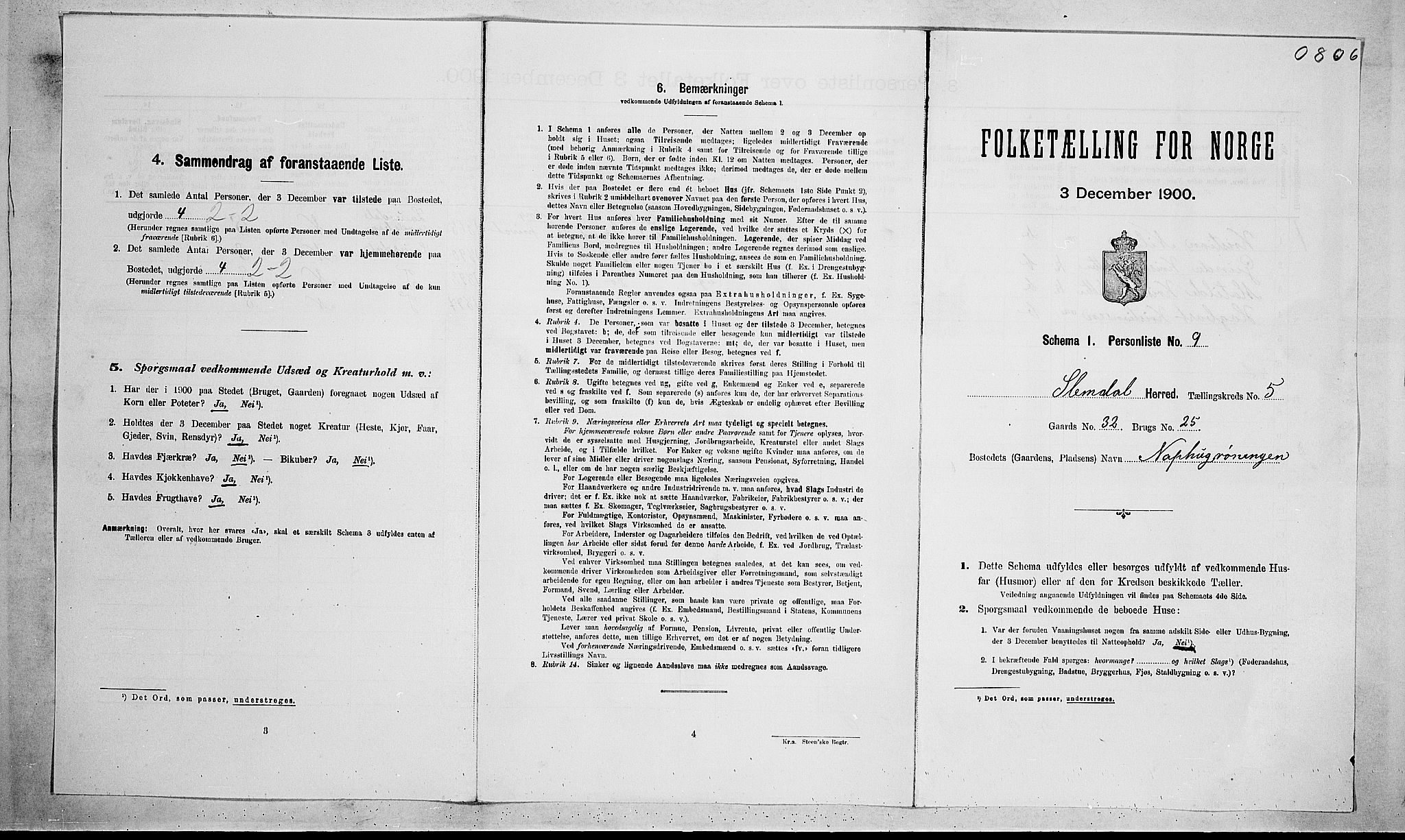 SAKO, Folketelling 1900 for 0811 Slemdal herred, 1900, s. 276