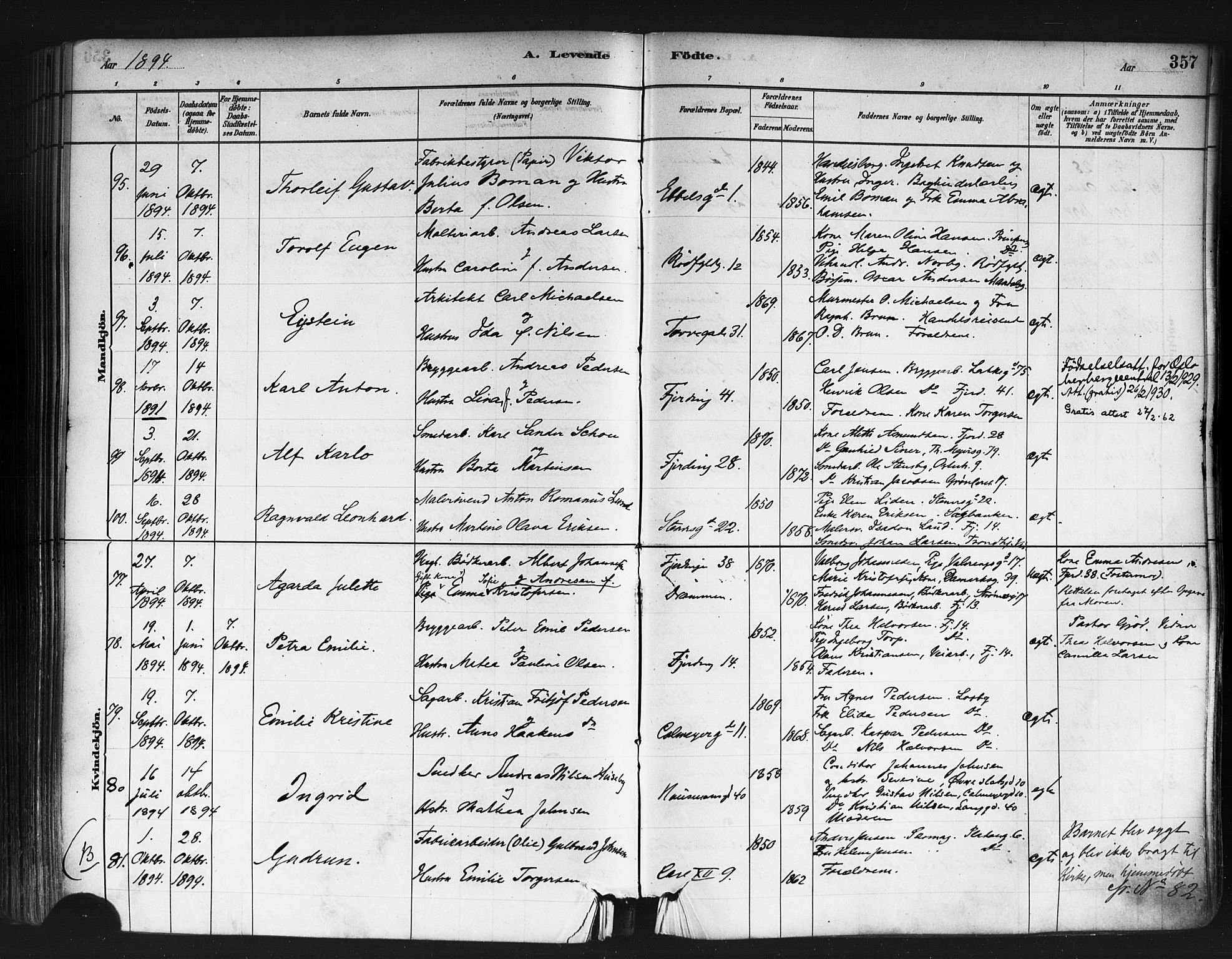 Jakob prestekontor Kirkebøker, AV/SAO-A-10850/F/Fa/L0003: Ministerialbok nr. 3, 1880-1895, s. 357