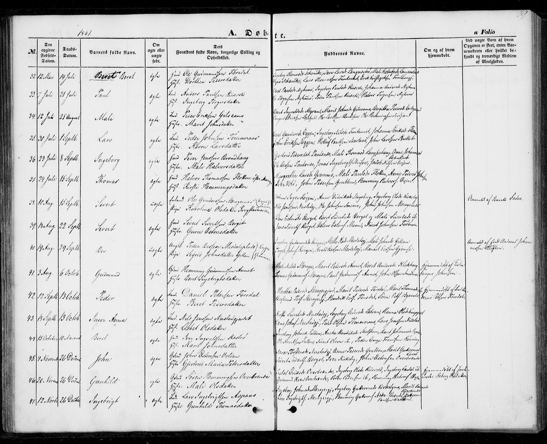 Ministerialprotokoller, klokkerbøker og fødselsregistre - Nord-Trøndelag, AV/SAT-A-1458/706/L0040: Ministerialbok nr. 706A01, 1850-1861, s. 39
