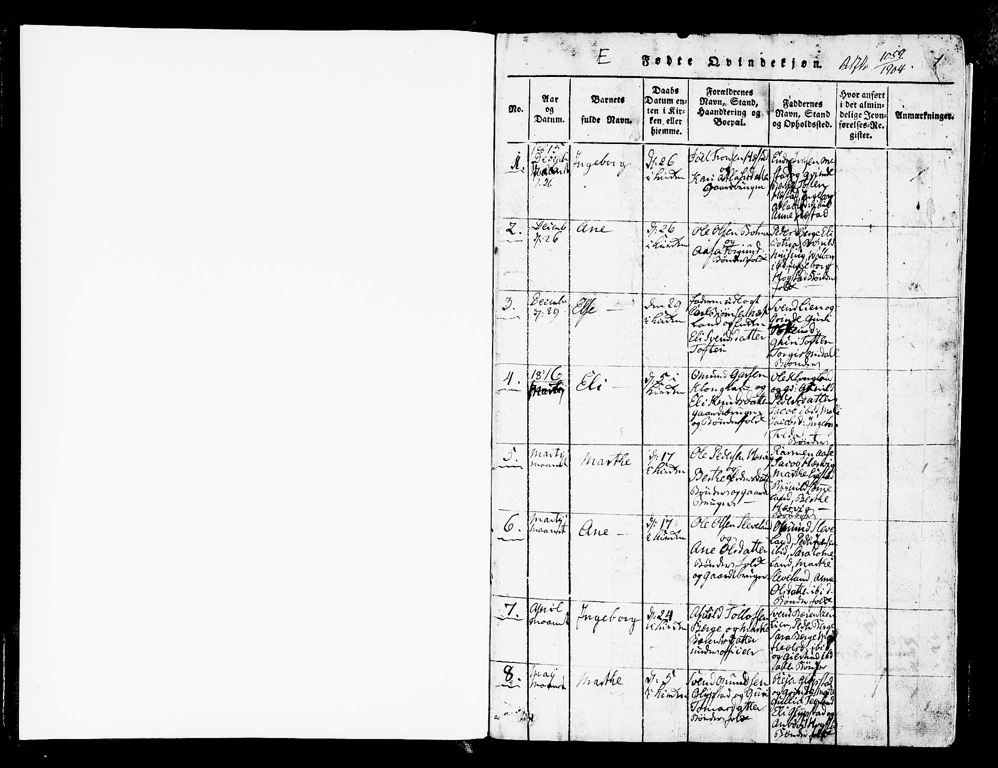 Helleland sokneprestkontor, SAST/A-101810: Ministerialbok nr. A 4, 1815-1834, s. 1