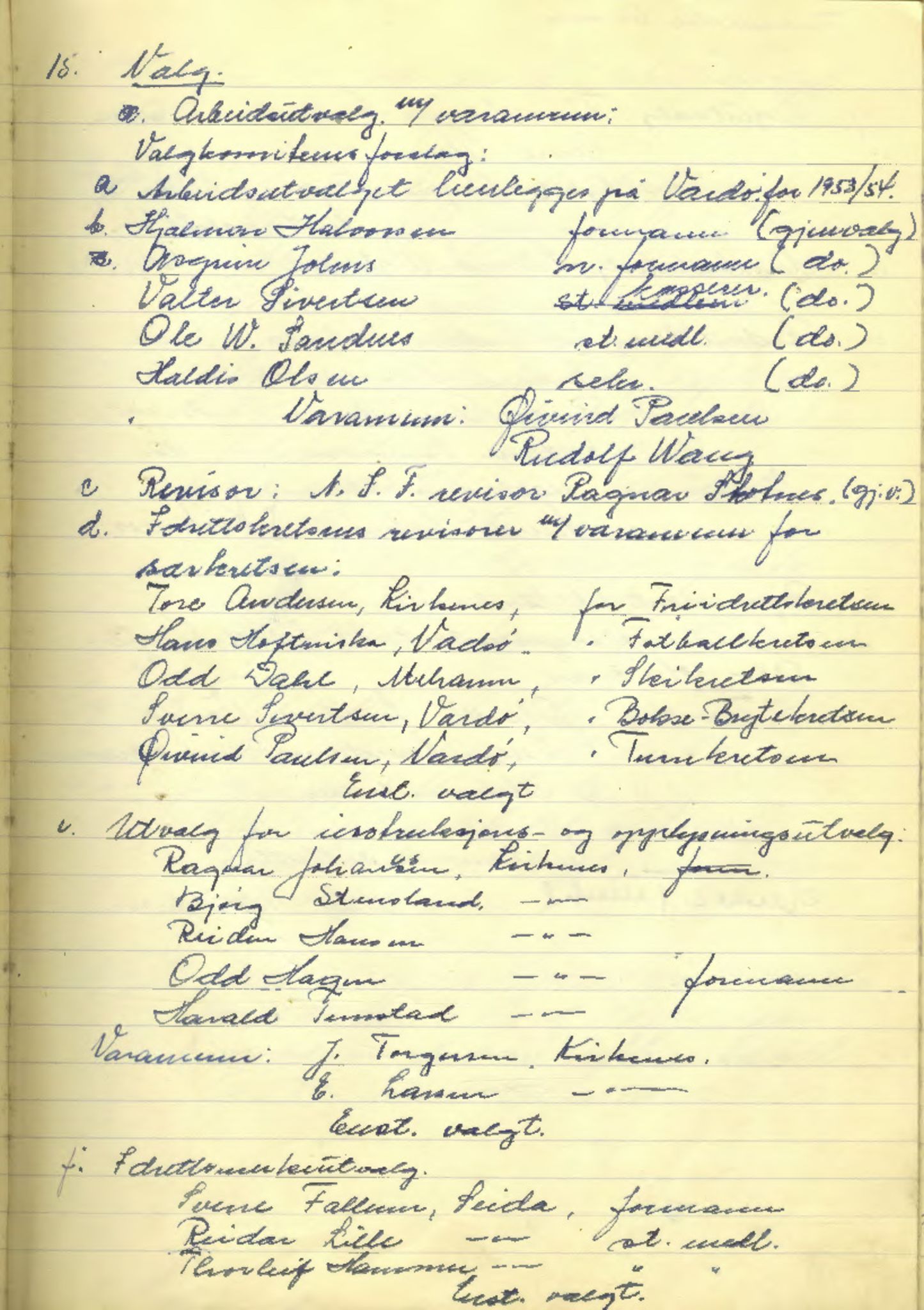 Aust-Finnmark Idrettskrets , FMFB/A-1041/A/L0002: Møteprotokoll for  styre, ting og arbeidsutvalg, 1951-1954, s. 100