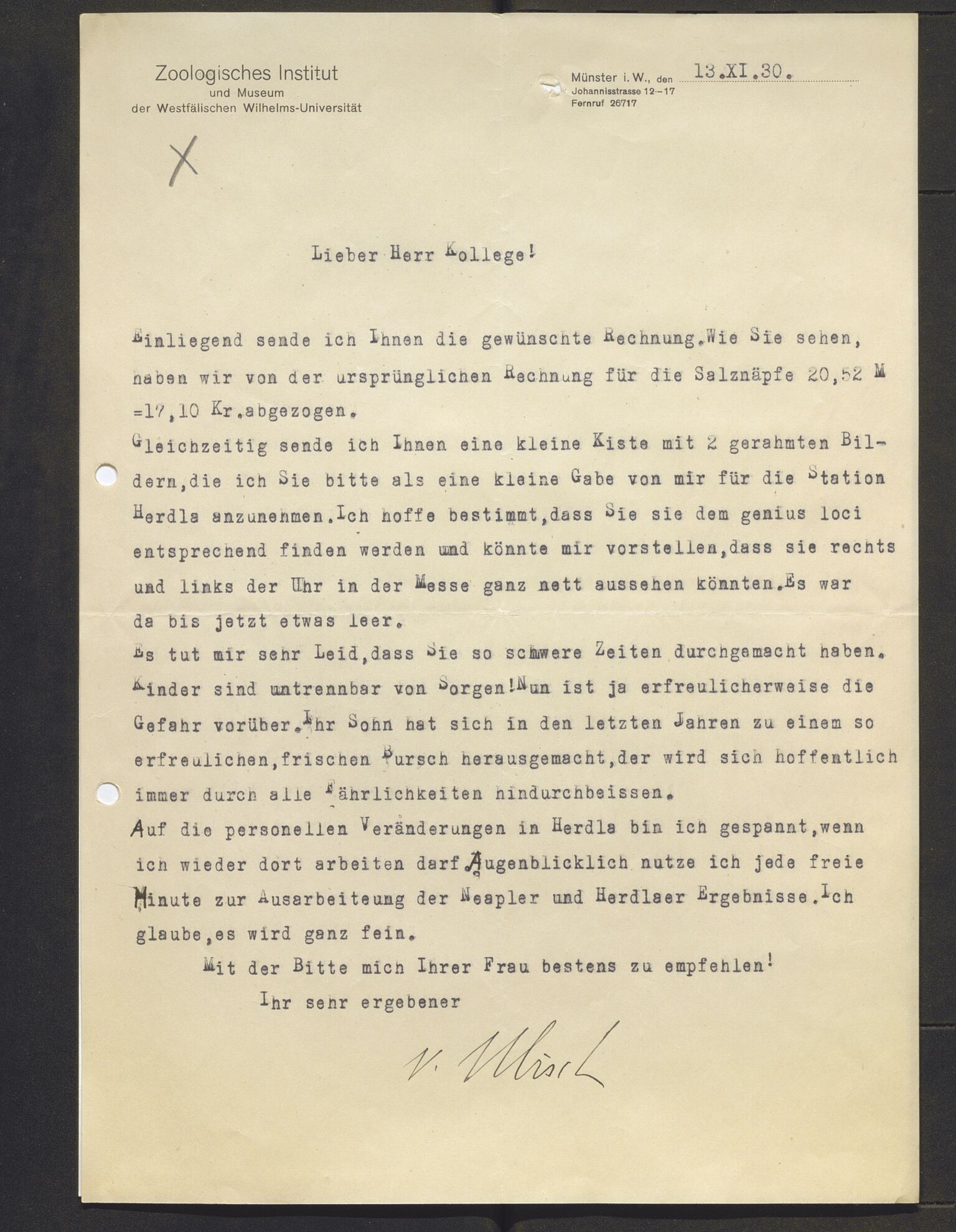 Bergens Museum, AV/SAB-A-17301/13/D/L0002: Korrespondanse , 1928-1940, s. 269