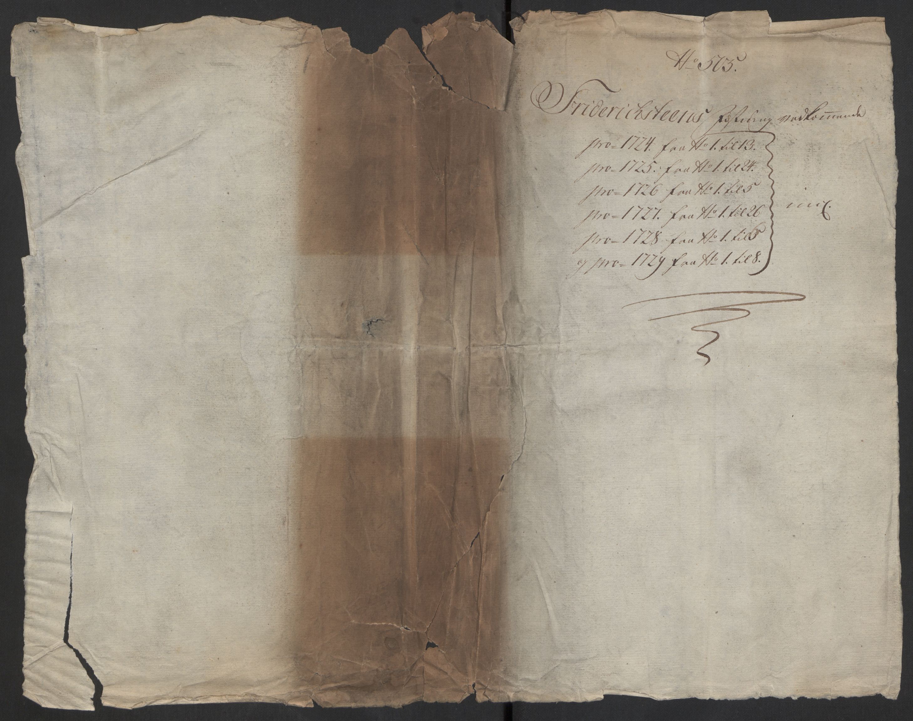 Kommanderende general (KG I) med Det norske krigsdirektorium, AV/RA-EA-5419/D/L0153: Fredriksten festning: Brev, inventarfortegnelser og regnskapsekstrakter, 1724-1729, s. 2