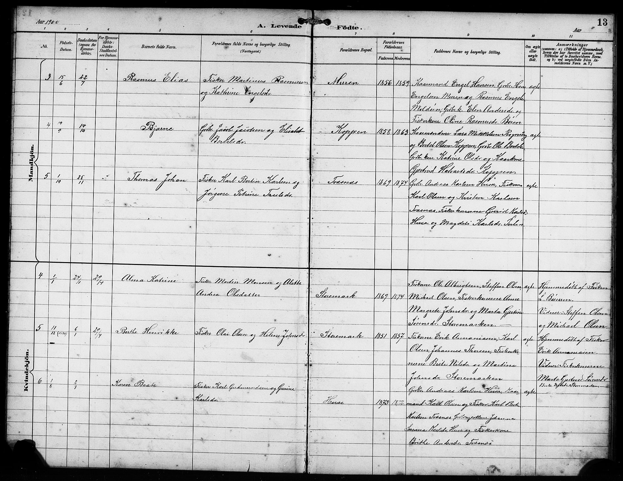 Lindås Sokneprestembete, AV/SAB-A-76701/H/Hab/Habd/L0002: Klokkerbok nr. D 2, 1898-1910, s. 13