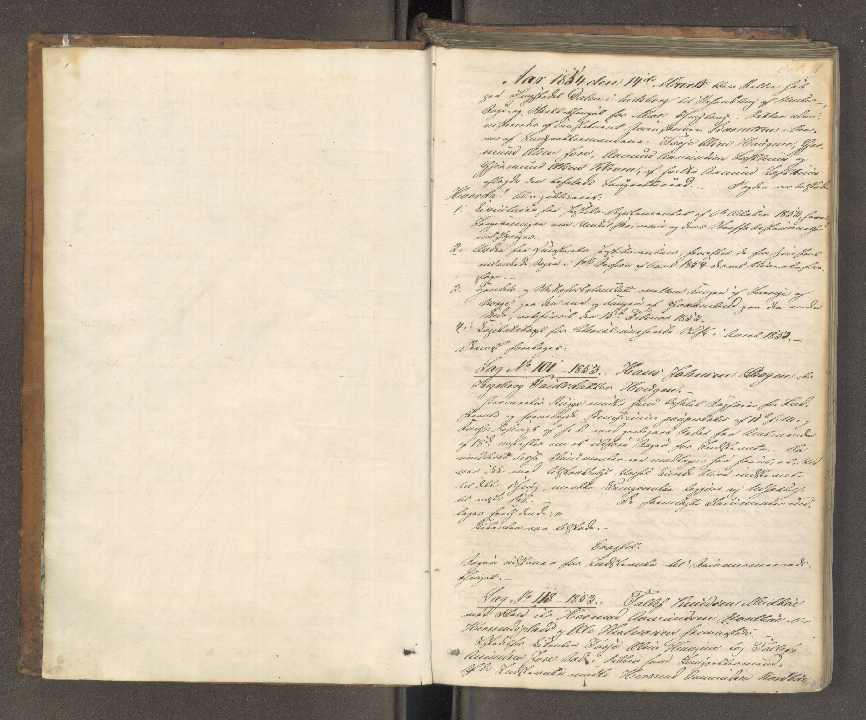 Vest-Telemark sorenskriveri, AV/SAKO-A-134/F/Fa/L0052: Tingbok, 1854-1858, s. 1a