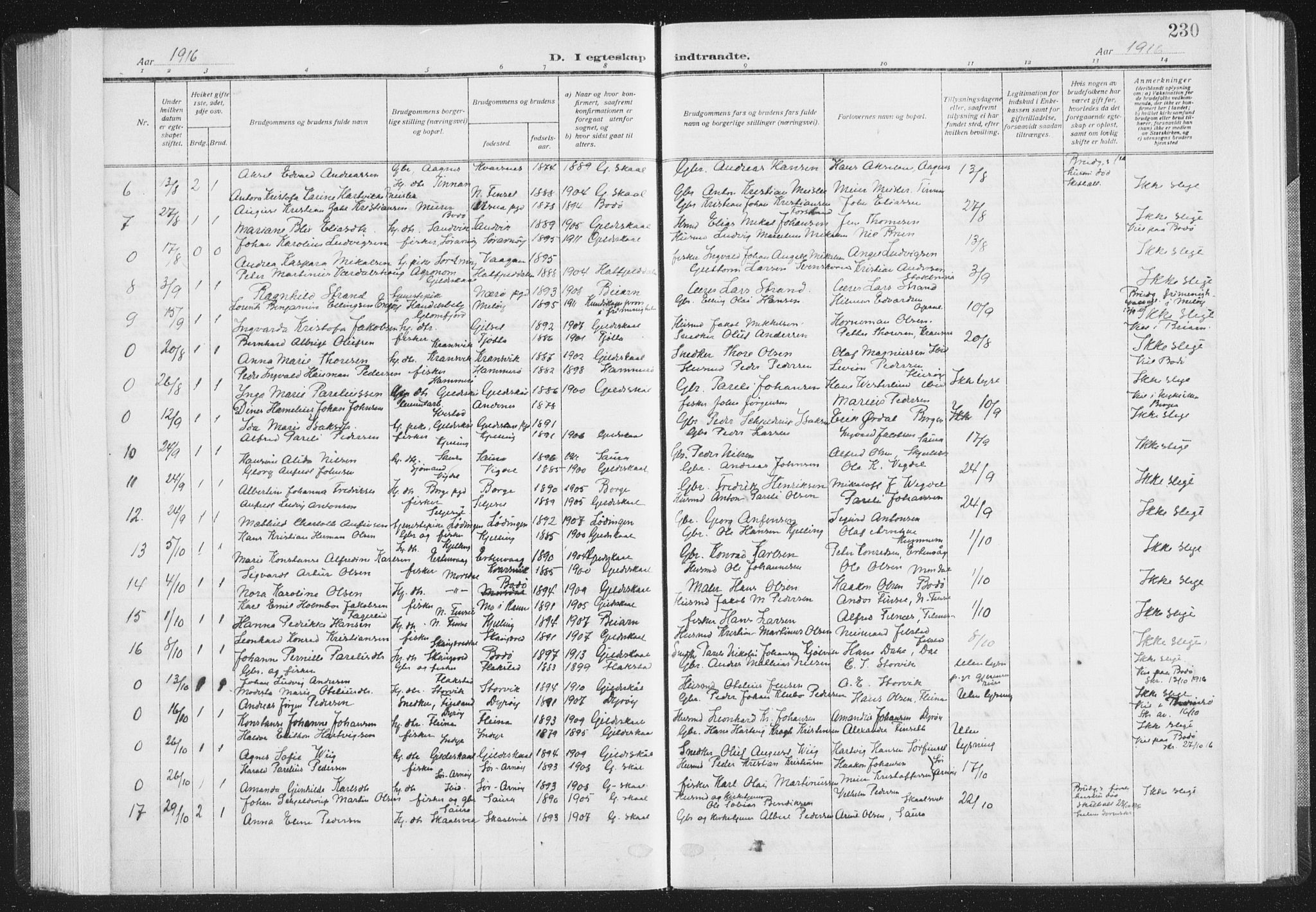 Ministerialprotokoller, klokkerbøker og fødselsregistre - Nordland, AV/SAT-A-1459/805/L0104: Ministerialbok nr. 805A09, 1909-1926, s. 230