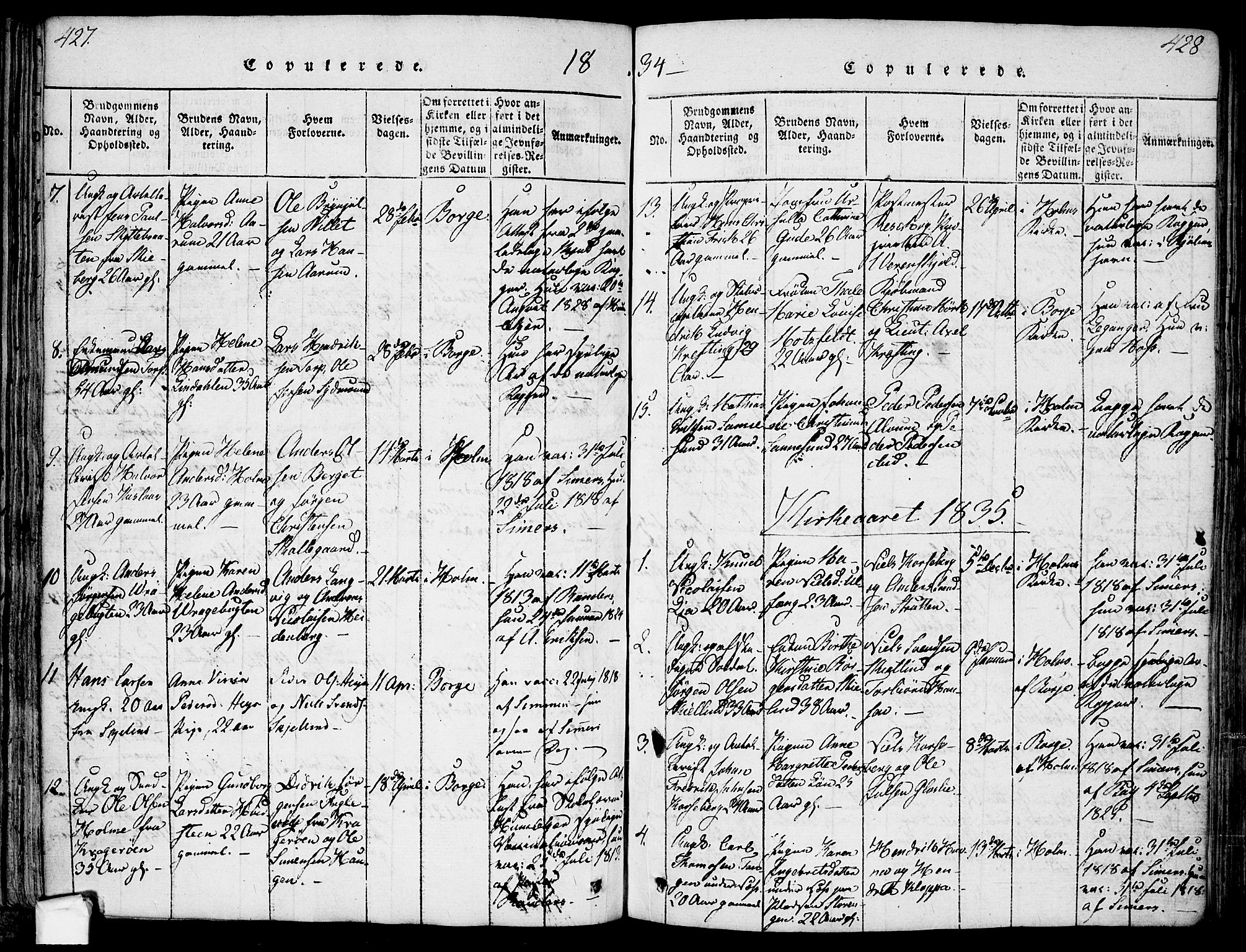 Borge prestekontor Kirkebøker, SAO/A-10903/F/Fa/L0003: Ministerialbok nr. I 3, 1815-1836, s. 427-428